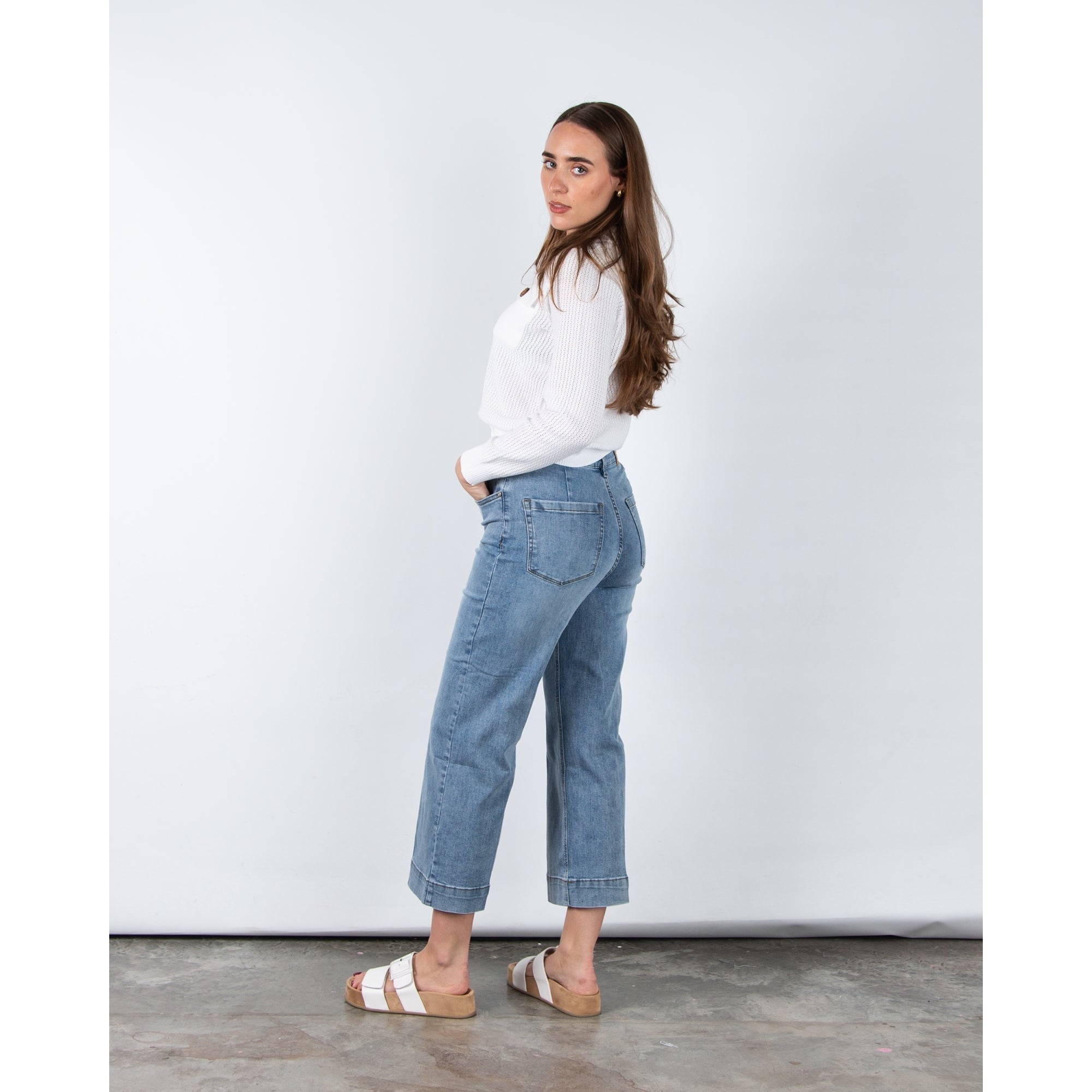 Marble Fashions Patch Pocket Airtex Knit Jacket White 102