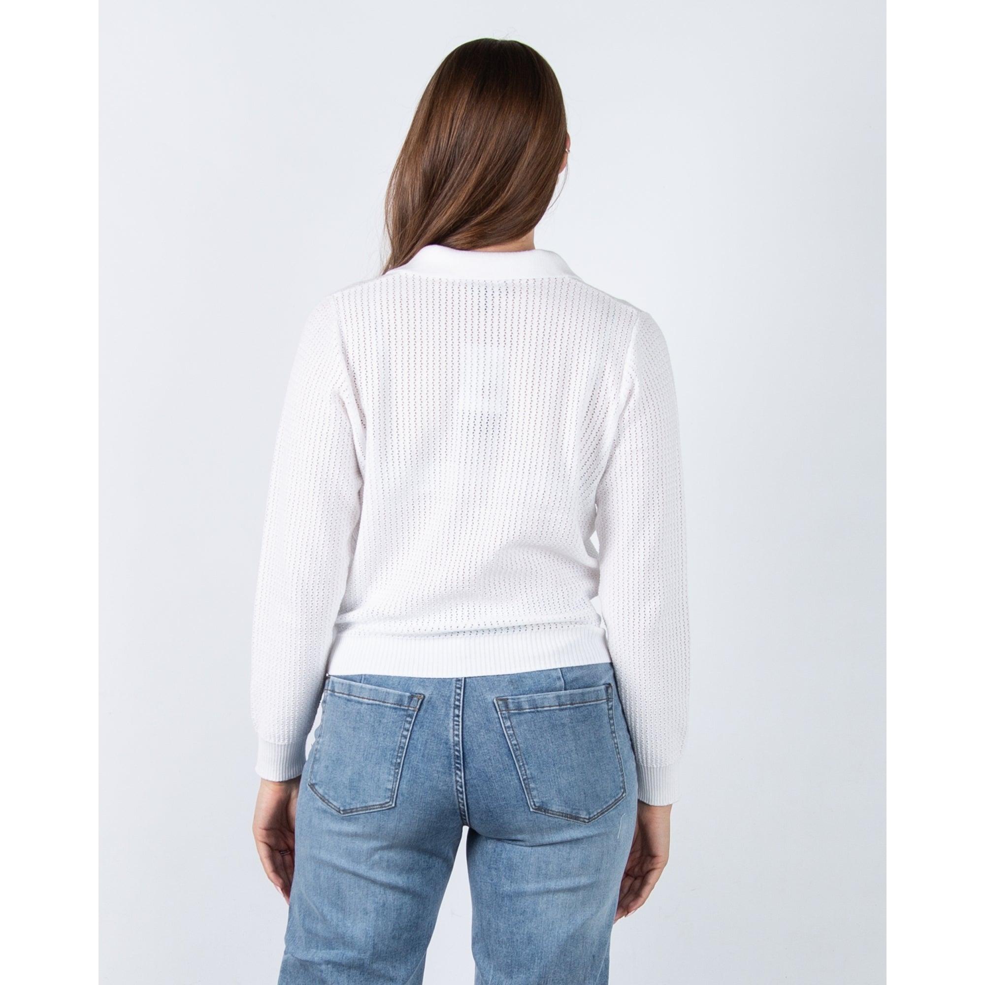 Marble Fashions Patch Pocket Airtex Knit Jacket White 102