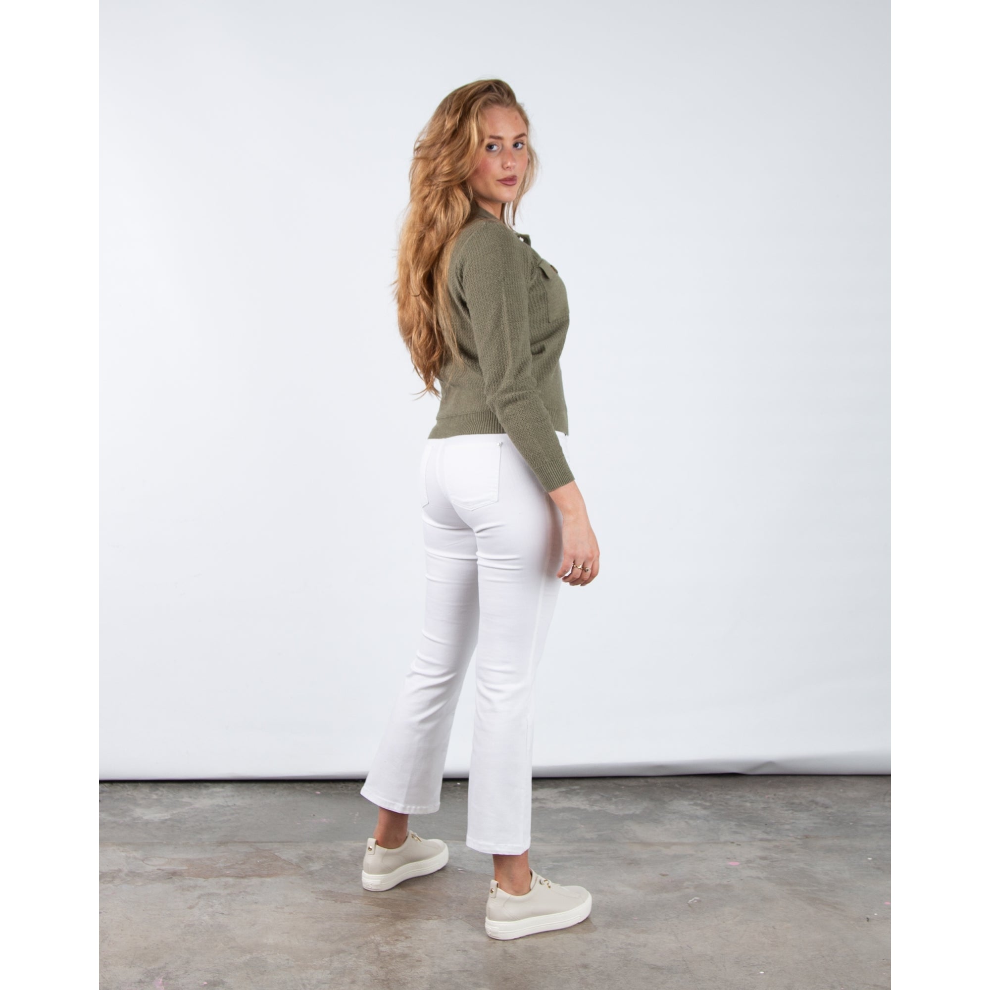 Marble Fashions Patch Pocket Airtex Knit Jacket Khaki 123