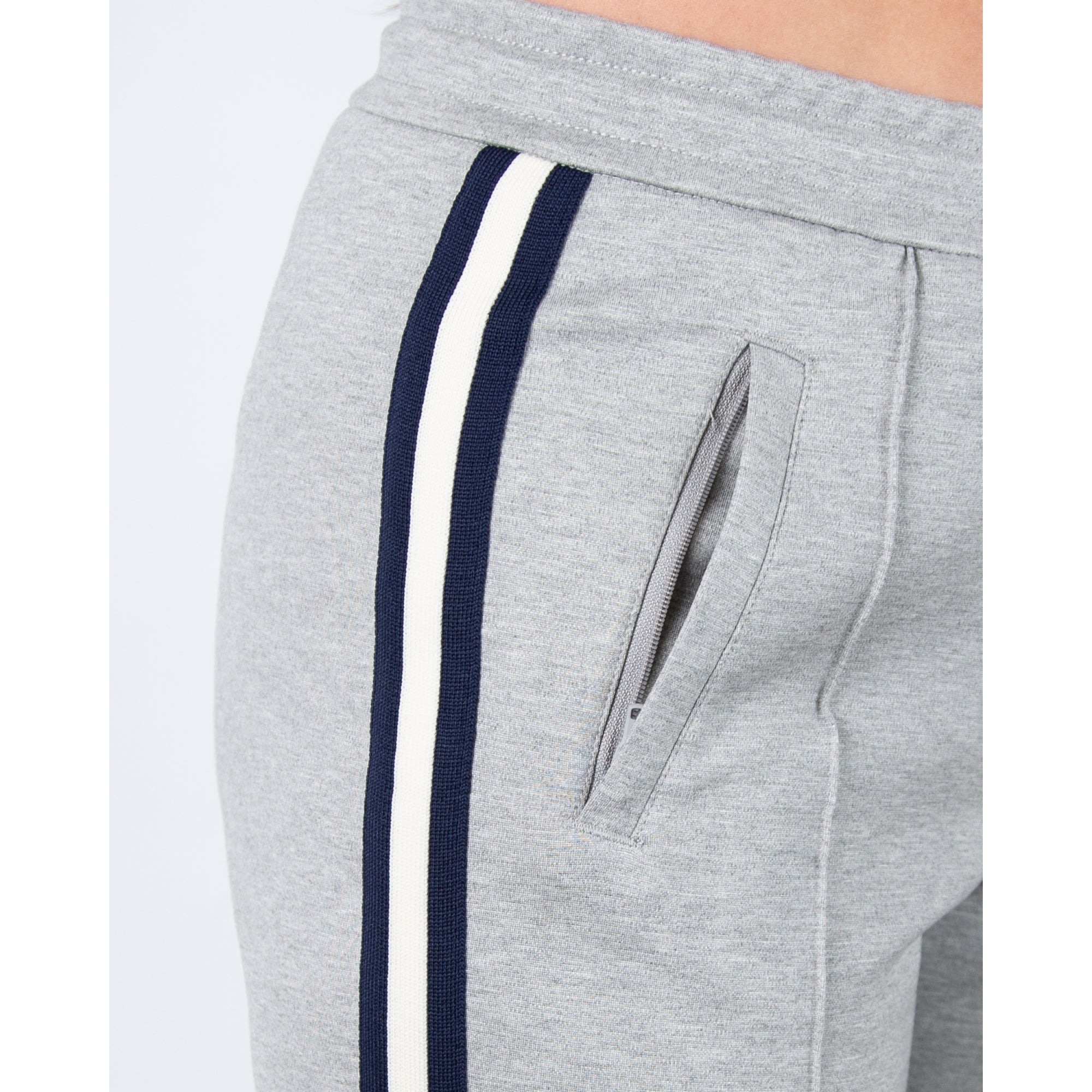 Red Button Colette Wide Leg Pull On Trouser With Side Stripe Grey Melange (Longer)