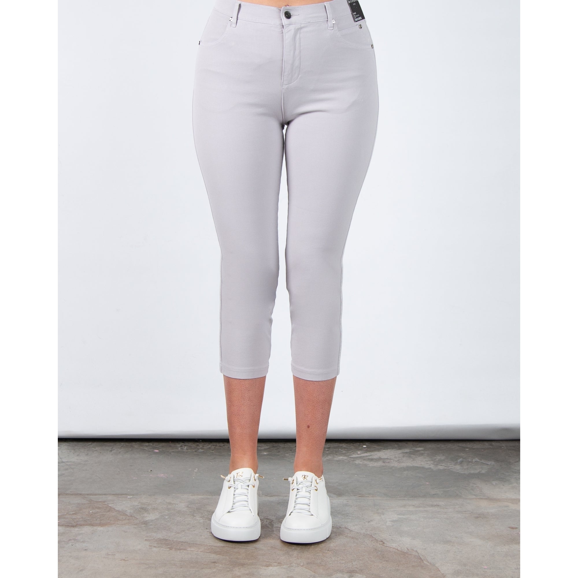 Marble Fashions Slim Fit Cropped Stretch Jean Silver Grey 106