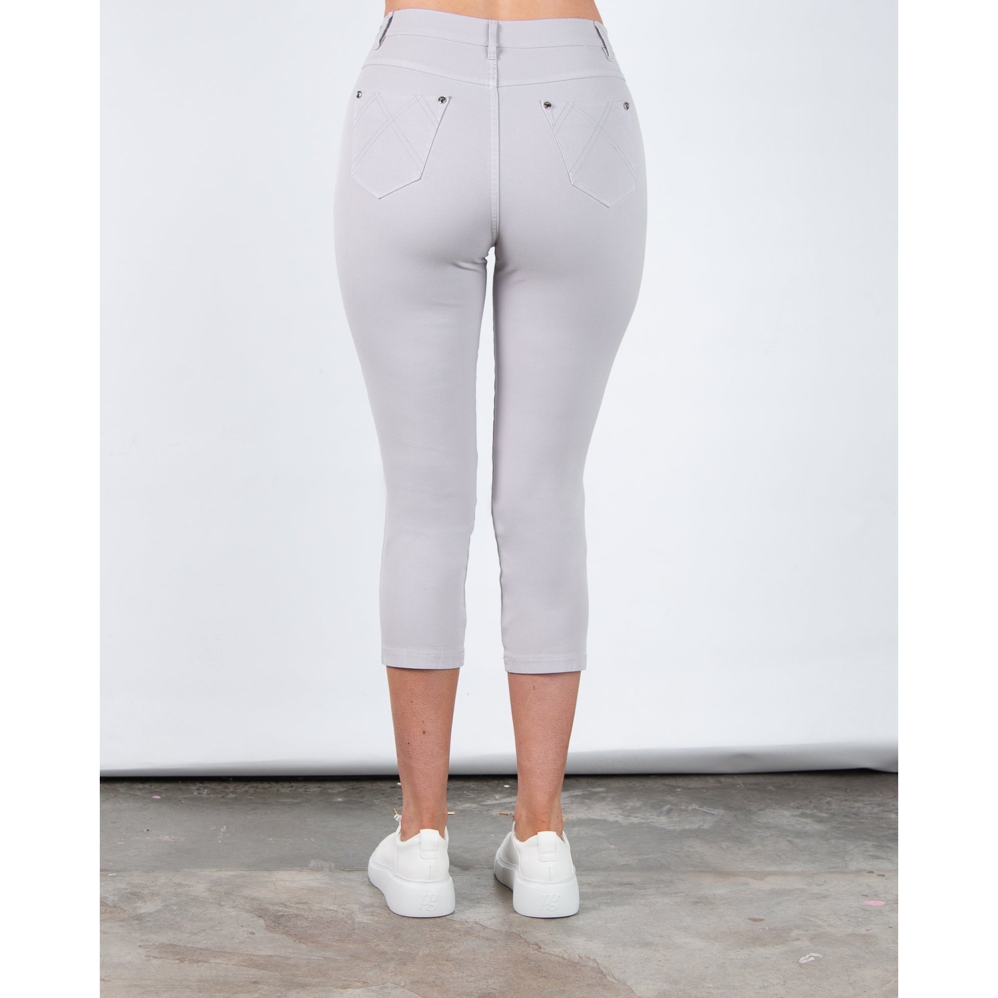 Marble Fashions Slim Fit Cropped Stretch Jean Silver Grey 106