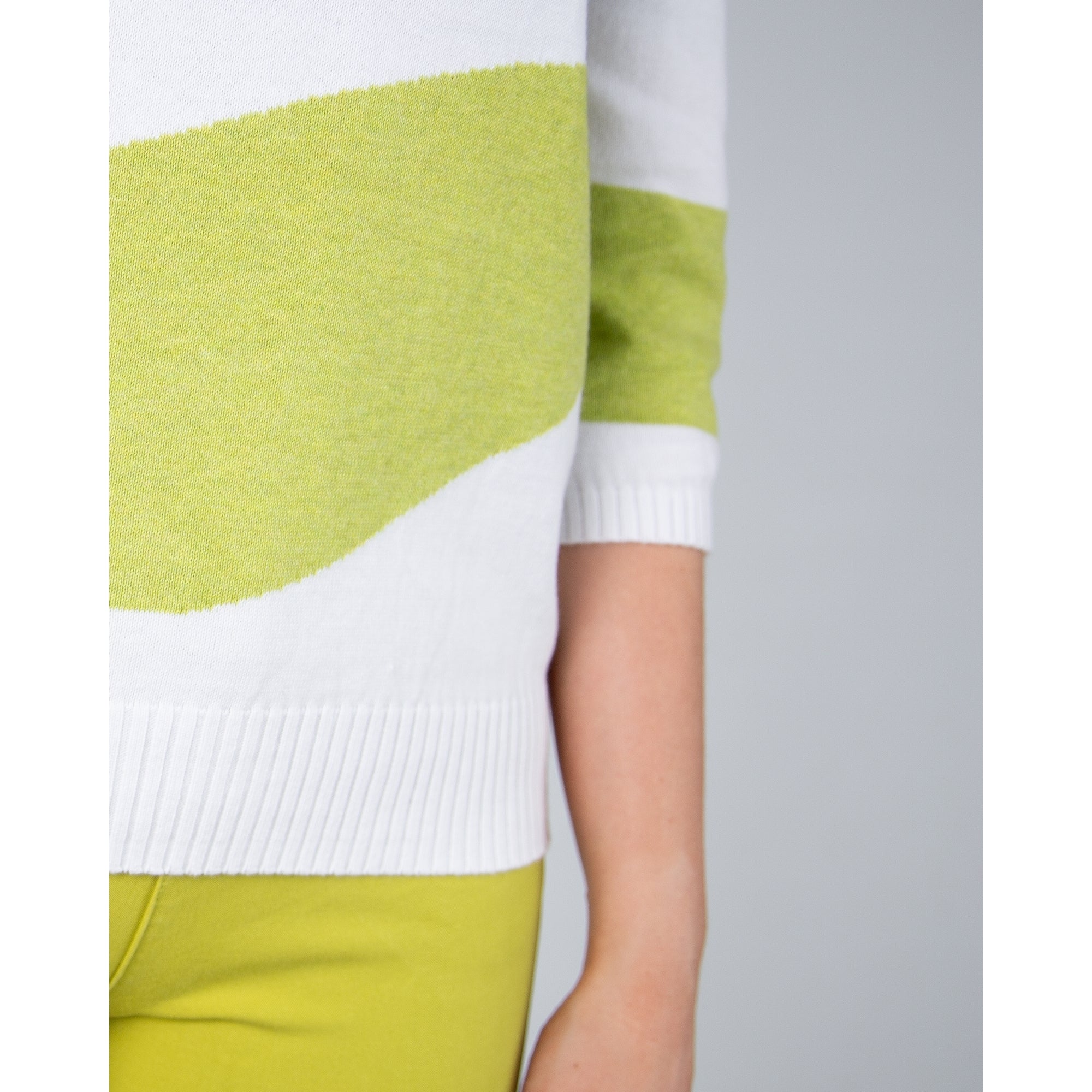 Marble Fashions Asymmetric Stripe Fine Knit Jumper White/cobalt 227