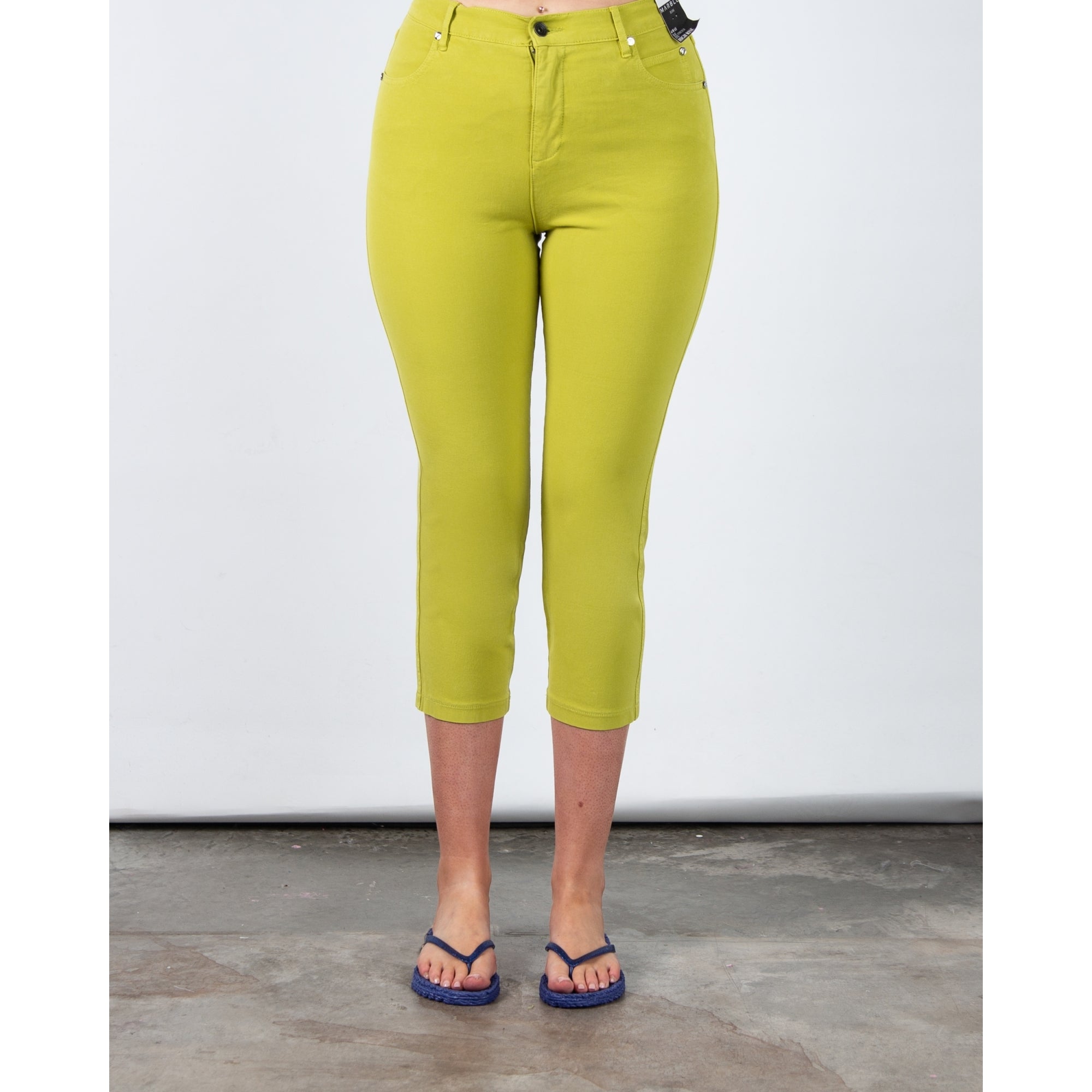Marble Fashions Slim Fit Cropped Stretch Jean Deep Lime 227