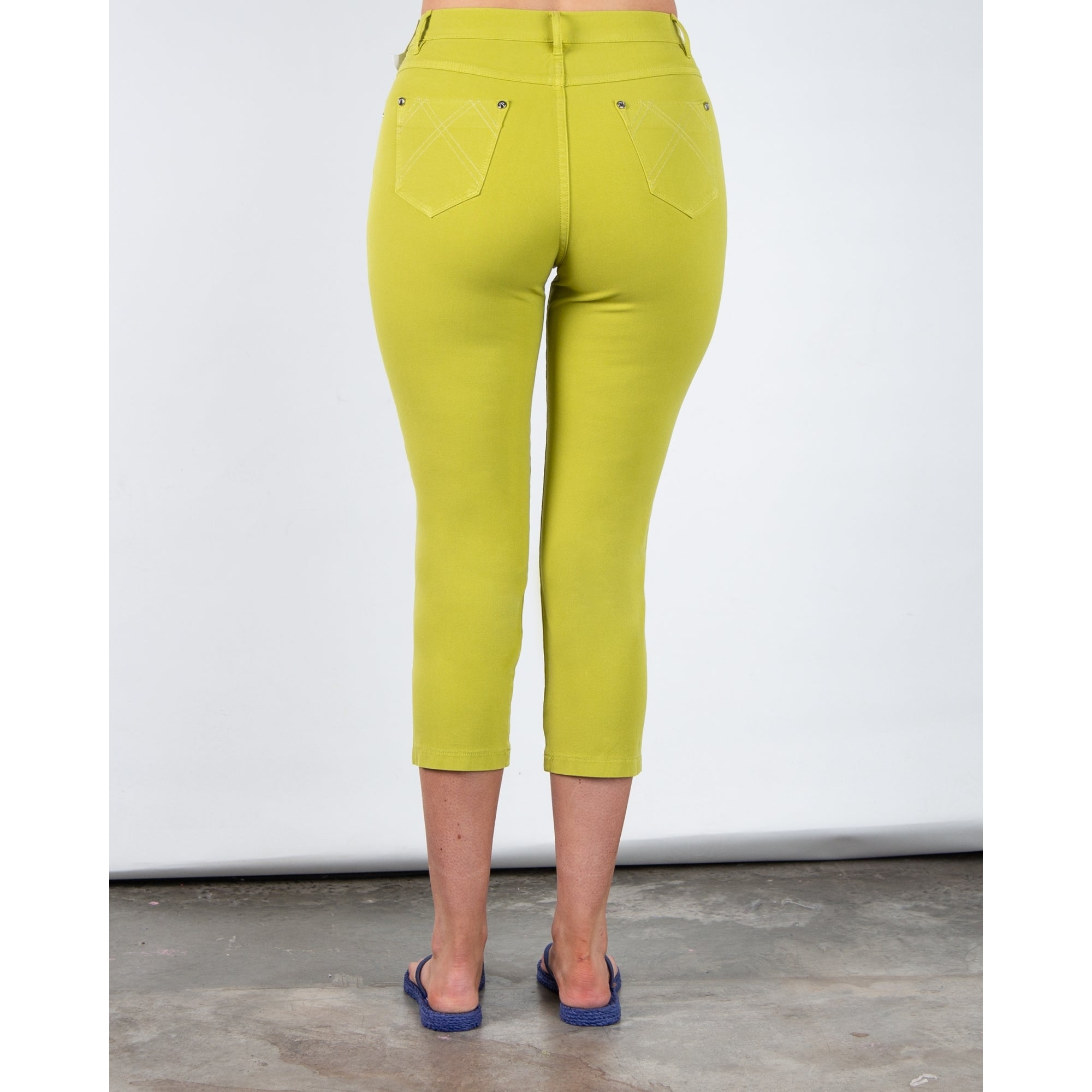 Marble Fashions Slim Fit Cropped Stretch Jean Deep Lime 227