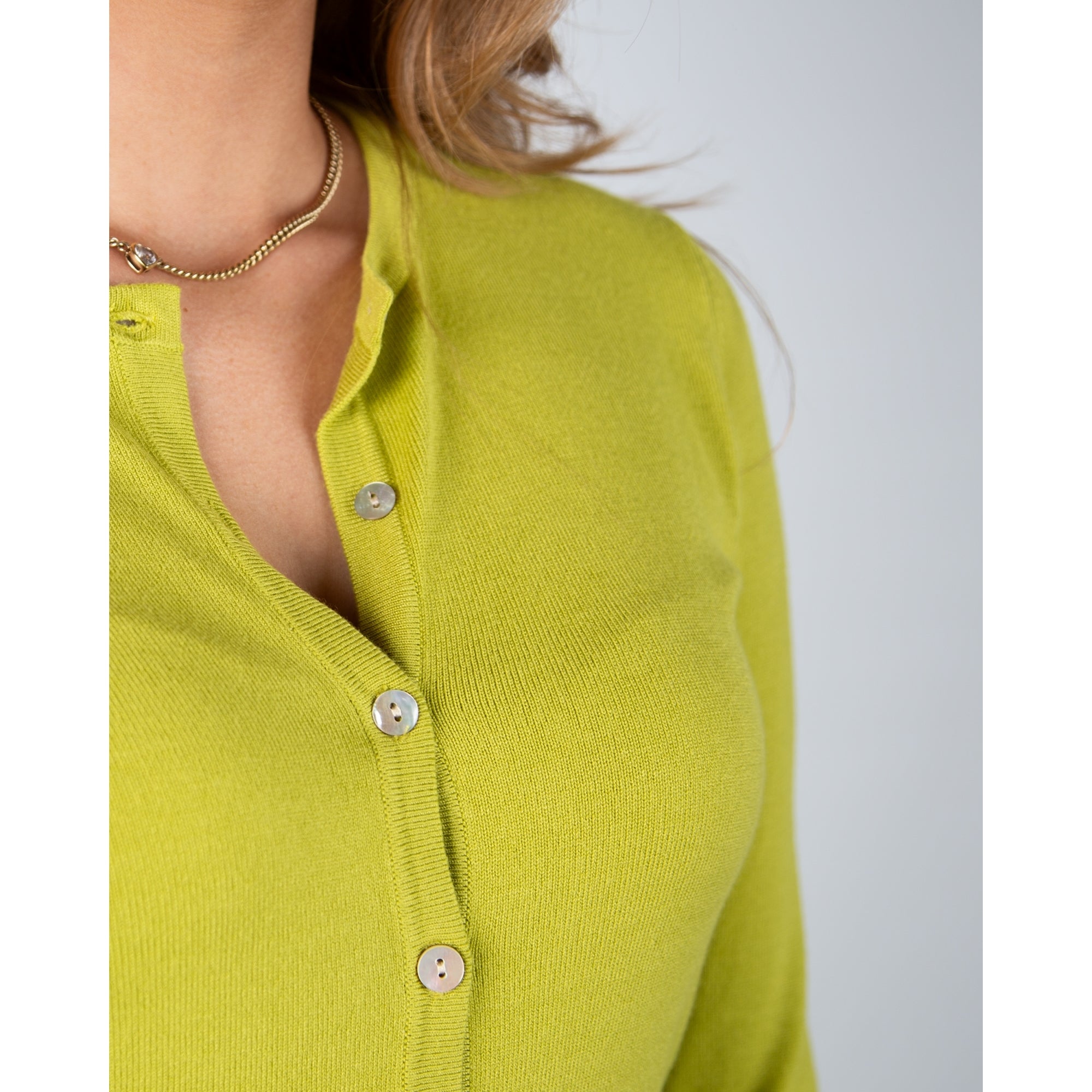 Marble Fashions Button Down Fine Knit Cardigan With Rib Trim Lime 227