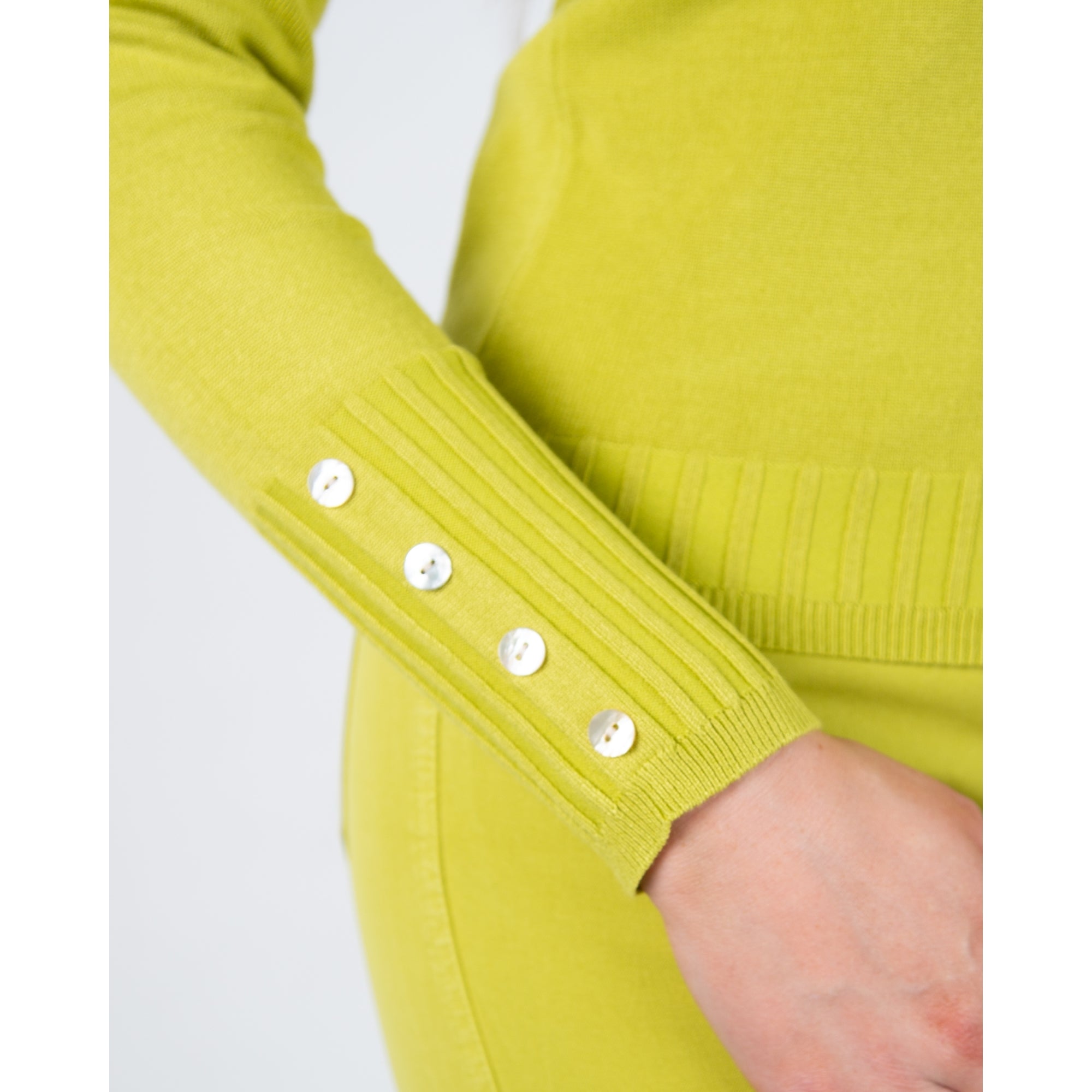 Marble Fashions Button Down Fine Knit Cardigan With Rib Trim Lime 227