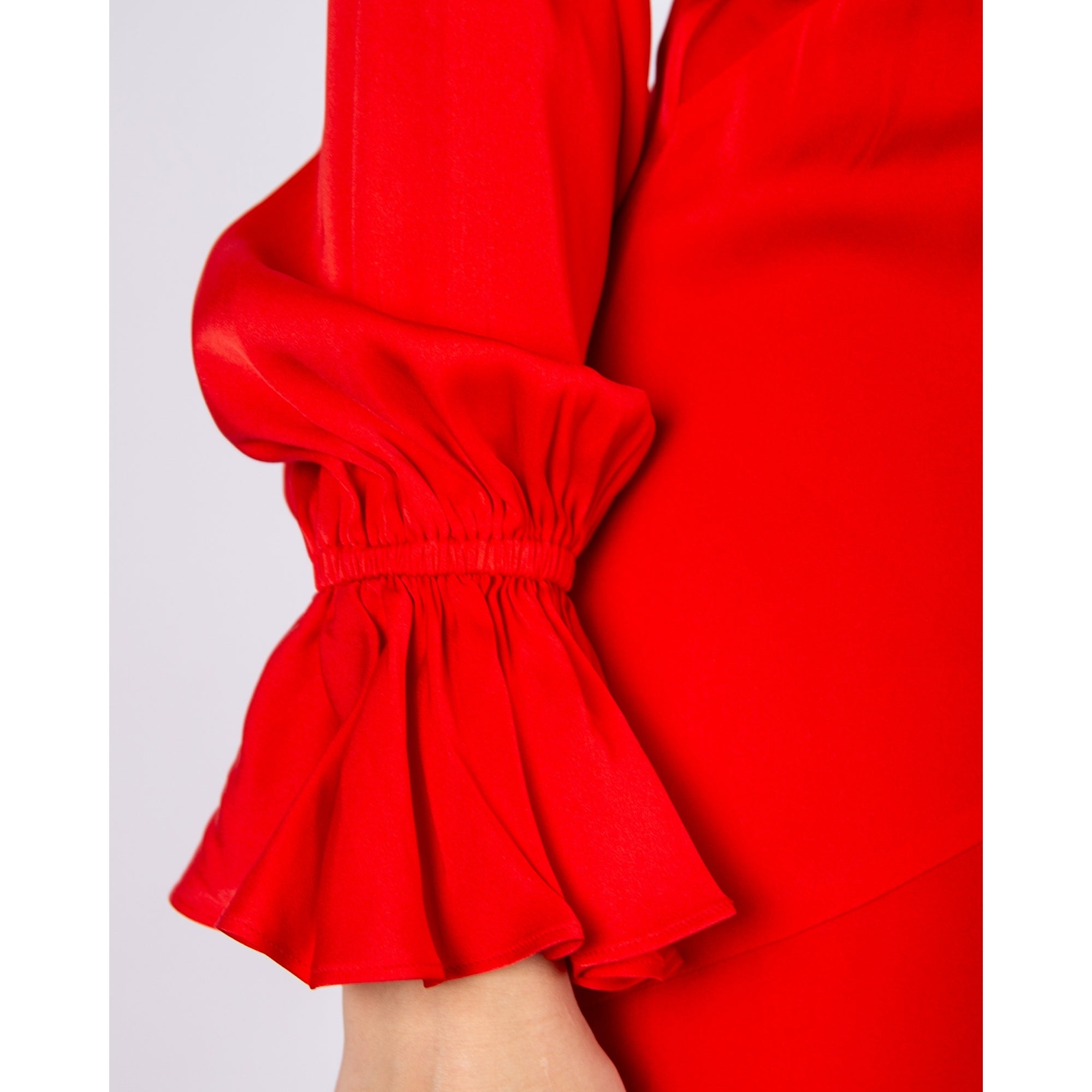 Silk95 Bilmore Bolero Tie Front Silk Jacket Scarlet