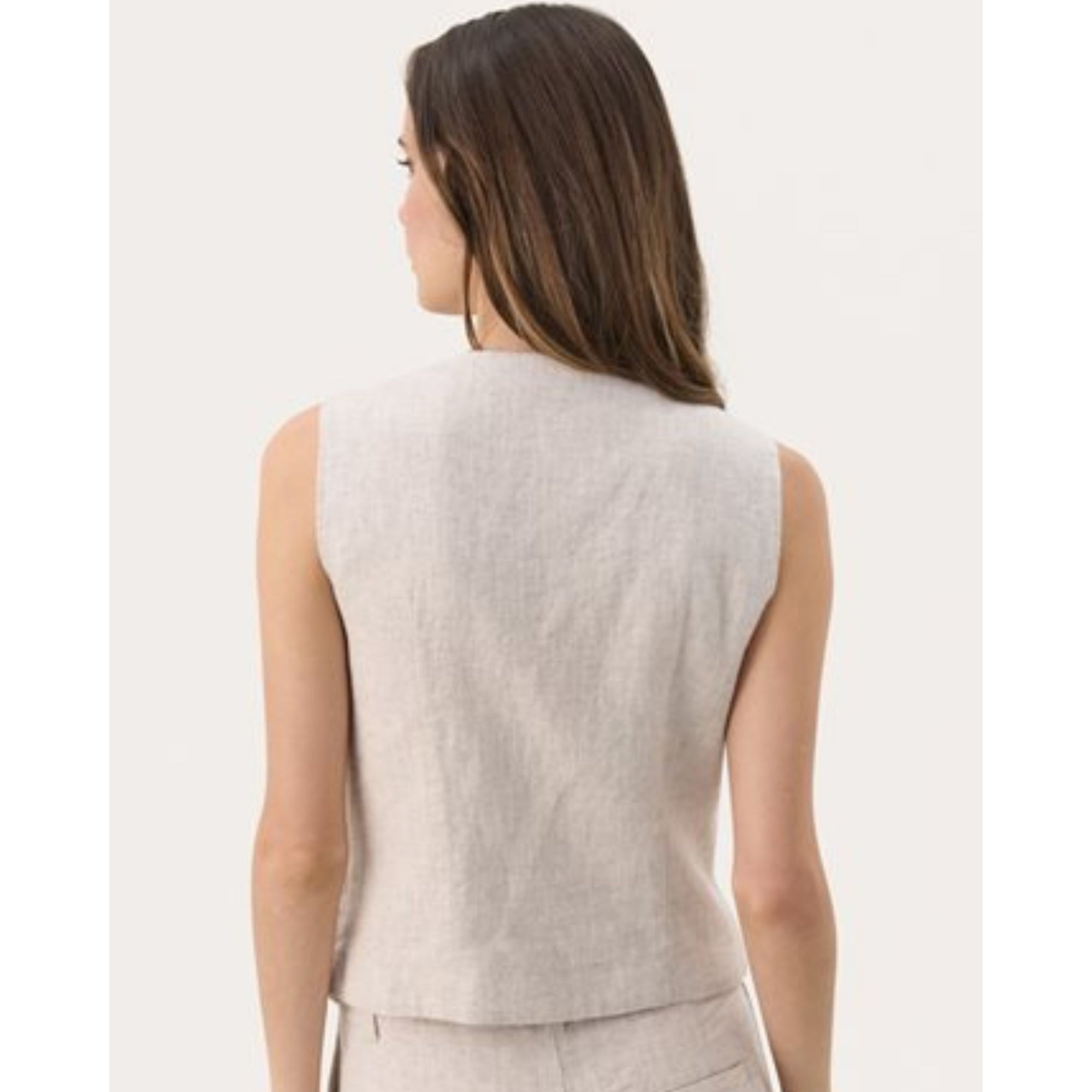 Part Two Nadhia Linen And Cotton Waistcoat Beige