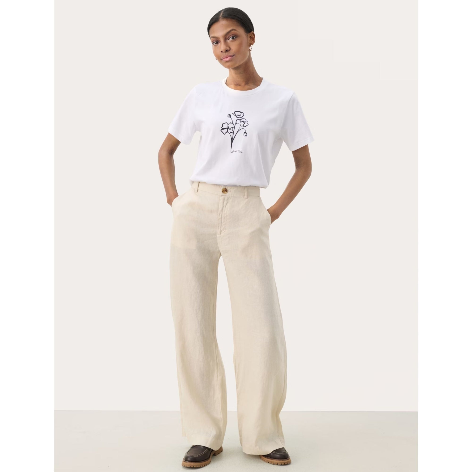 Part Two Ninnes Wide Leg Linen Trouser Beige