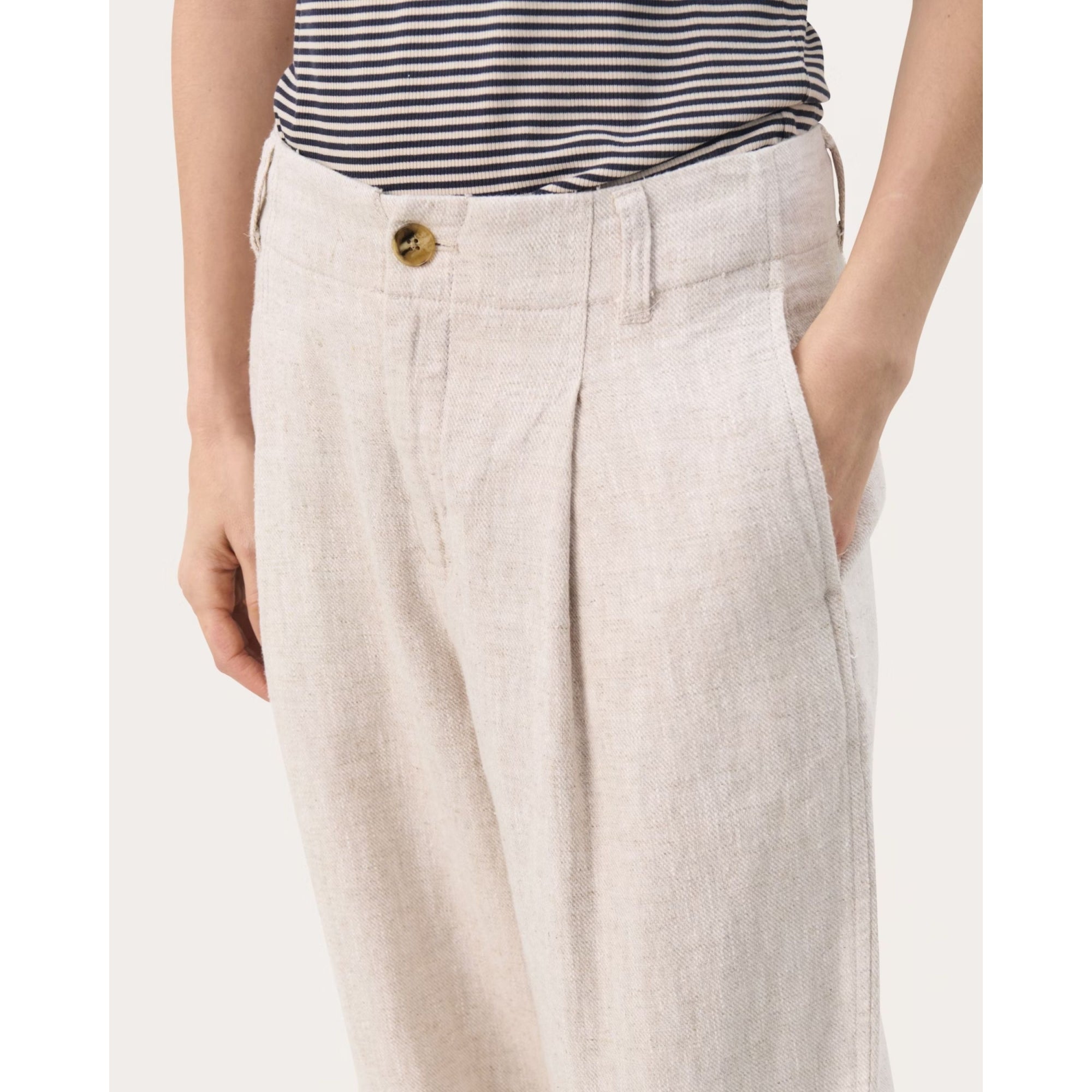 Part Two Nettas Linen & Cotton Cocoon Trouser With Pleat Detail Beige