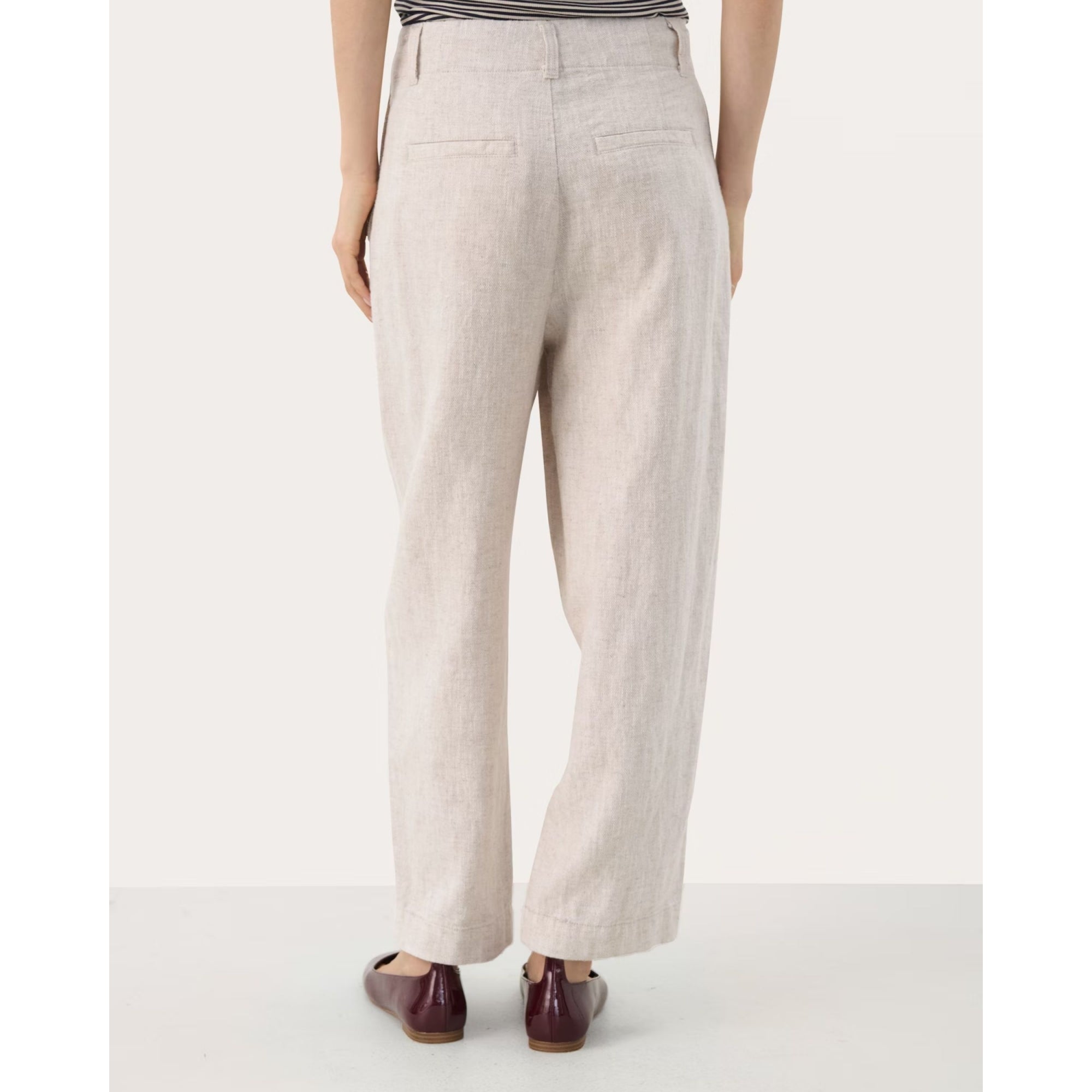 Part Two Nettas Linen & Cotton Cocoon Trouser With Pleat Detail Beige