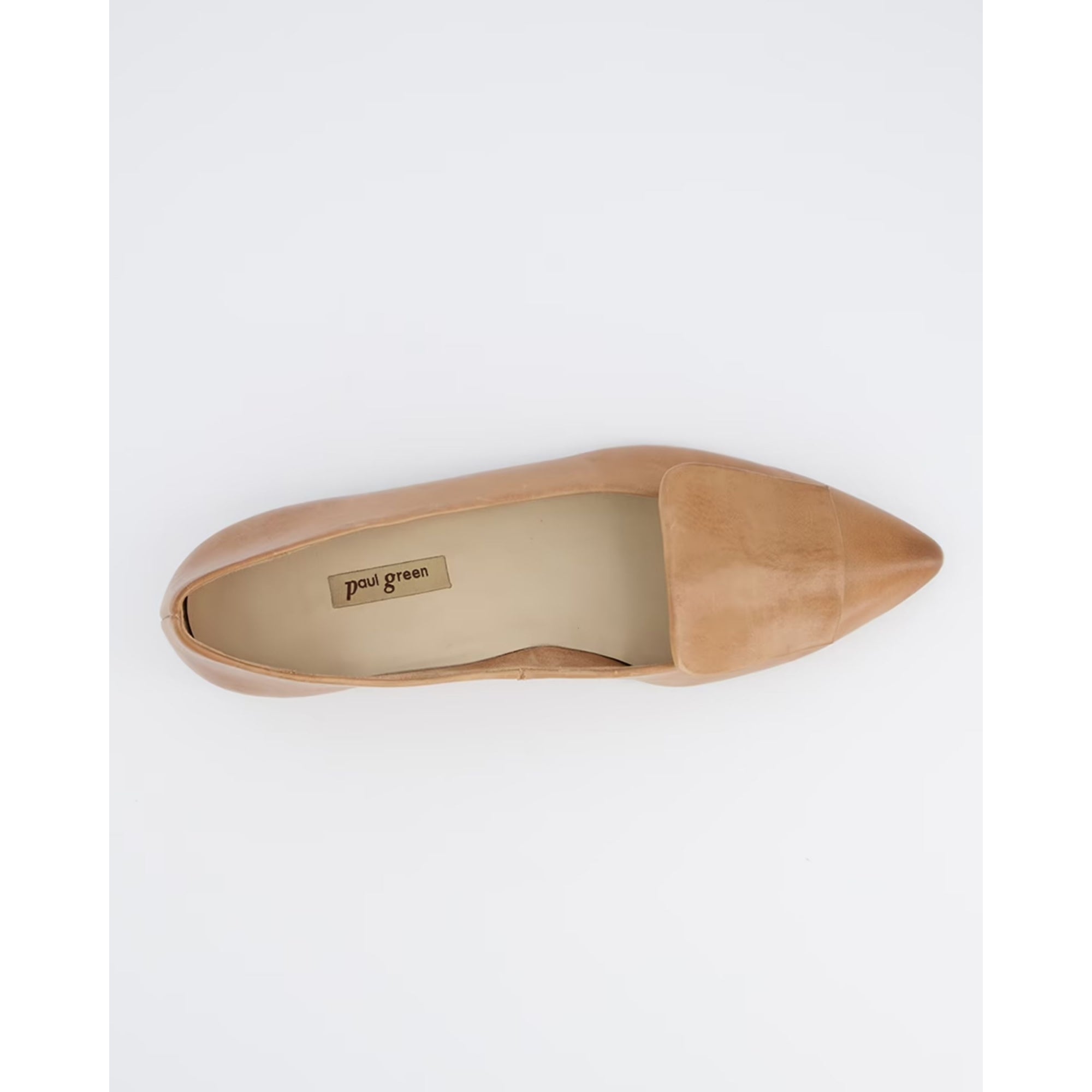 Paul Green Super Soft Distressed Leather Ballerina Pumps Caramel