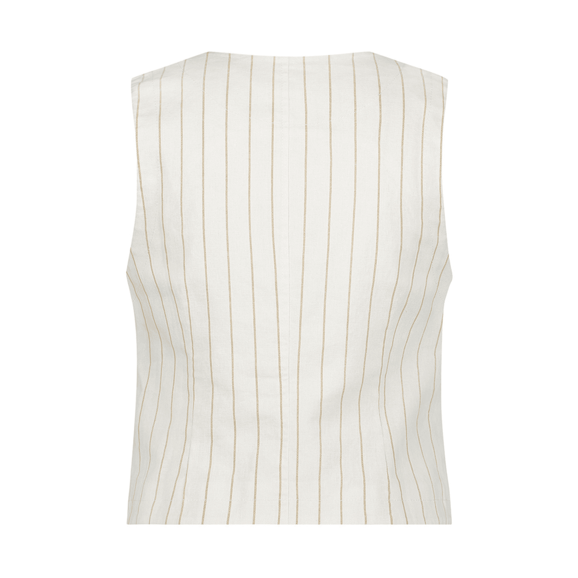 Red Button Pinstripe Linen Waistcoat Off White/Beige