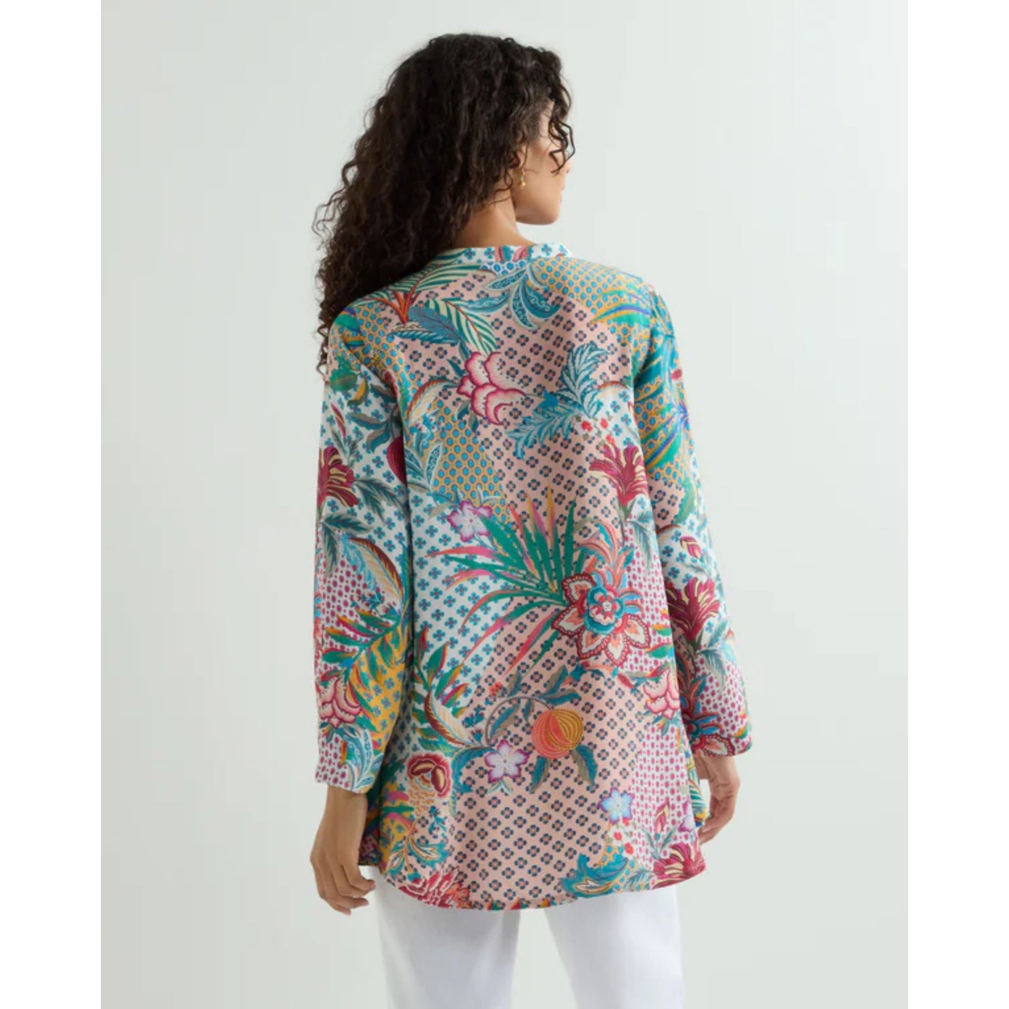Sahara Multi Floral Print Oversized Dip Back Blouse Multi