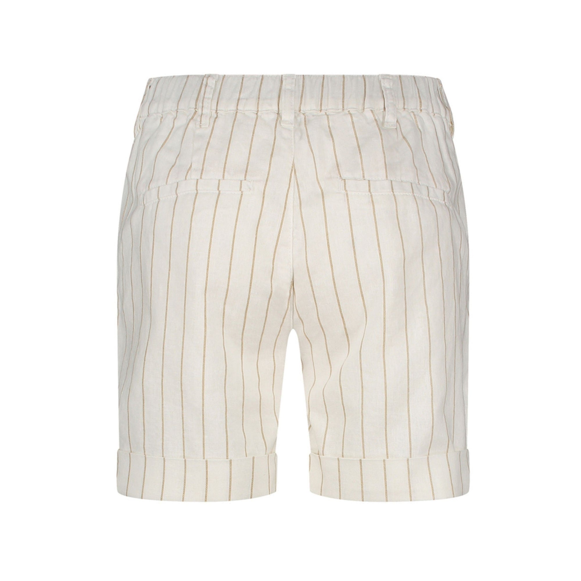 Red Button Cleo Stripe Linen Shorts With Turn Up Off White/beige