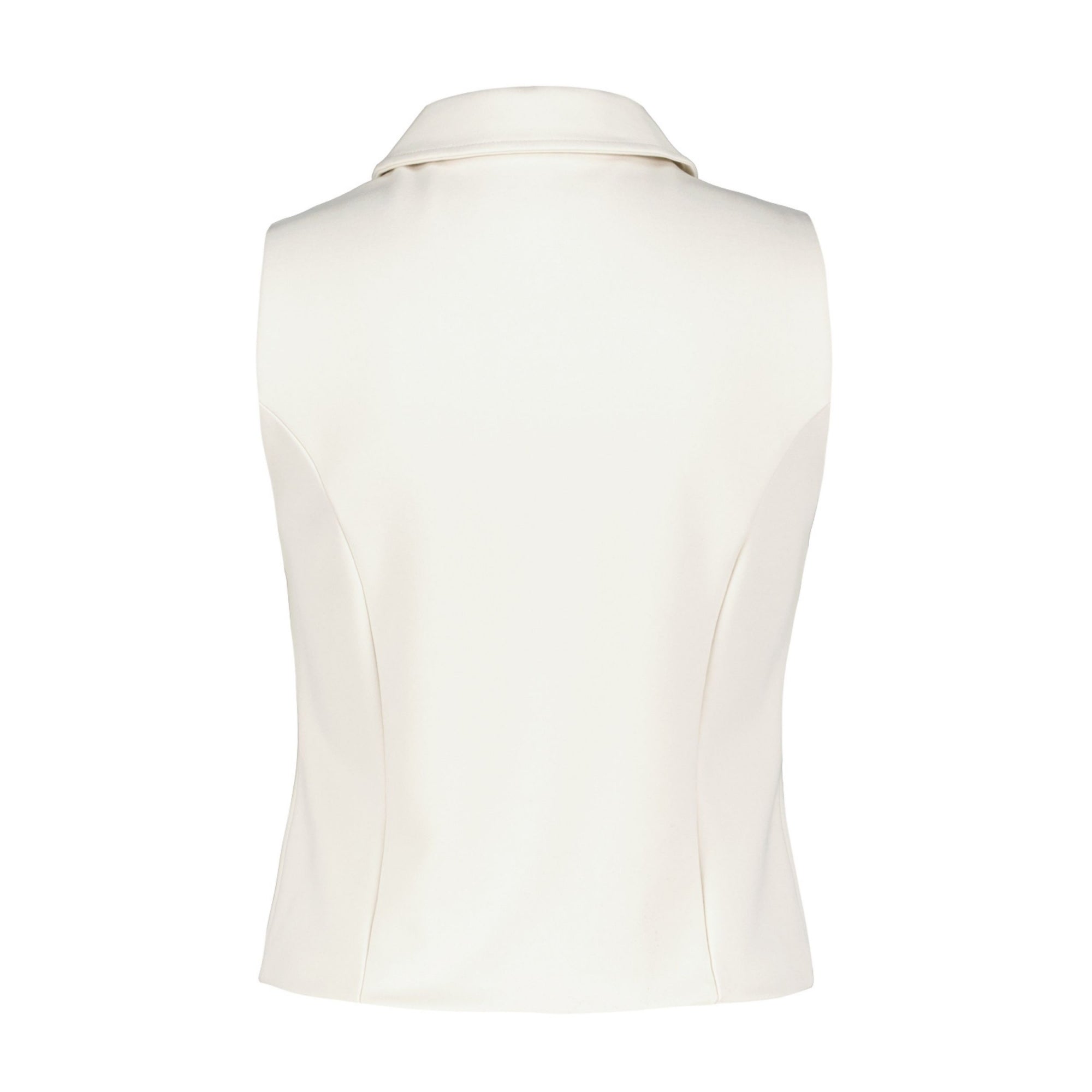 Red Button Punta Zip Front Waistcoat With Collar Beige