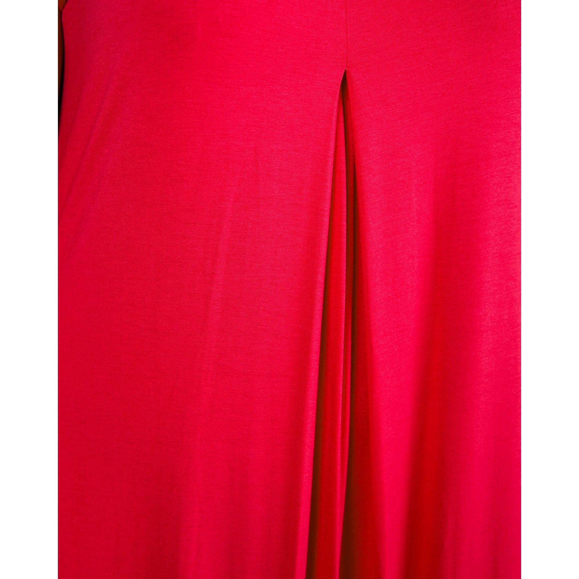 Tinta Style Adolfina V Neck Pleat Front Long Plain Jersey Dress Red