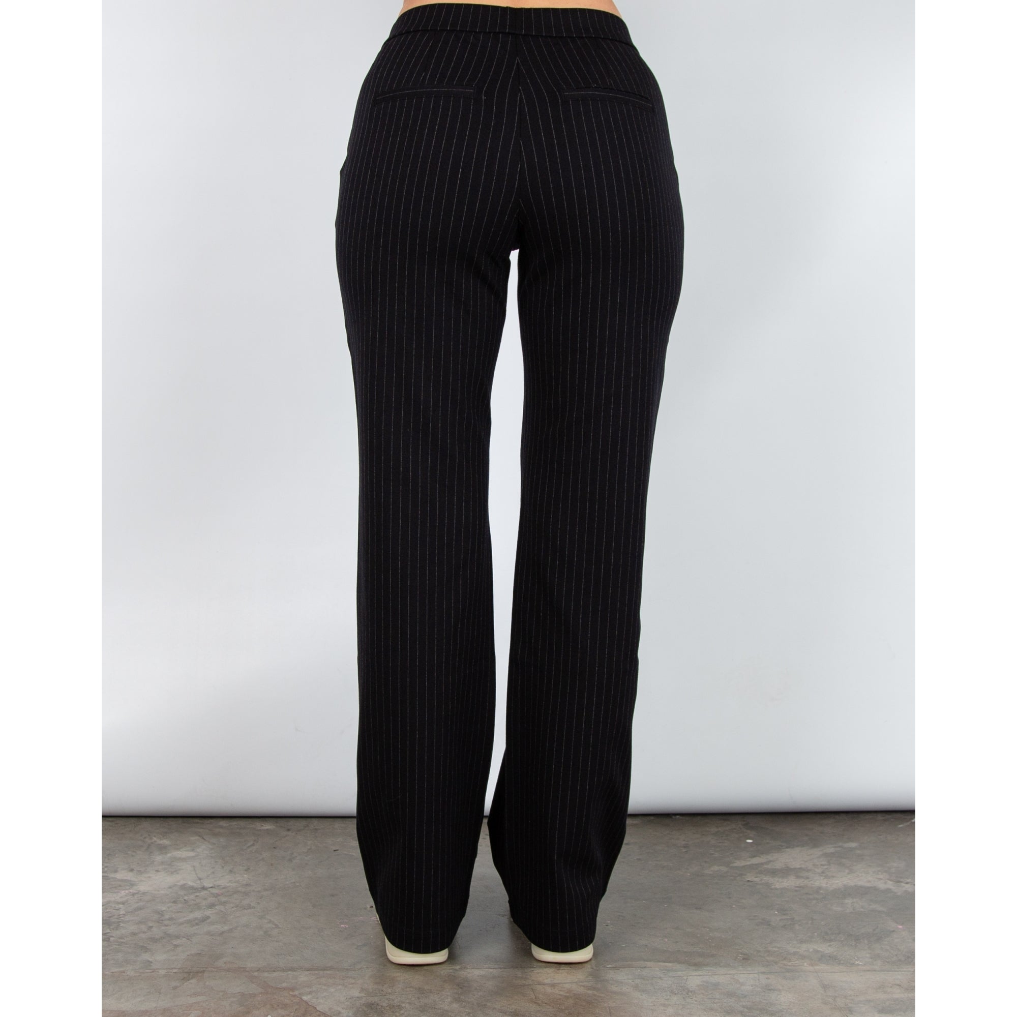 Red Button Colette Pinstripe Wide Trouser Black