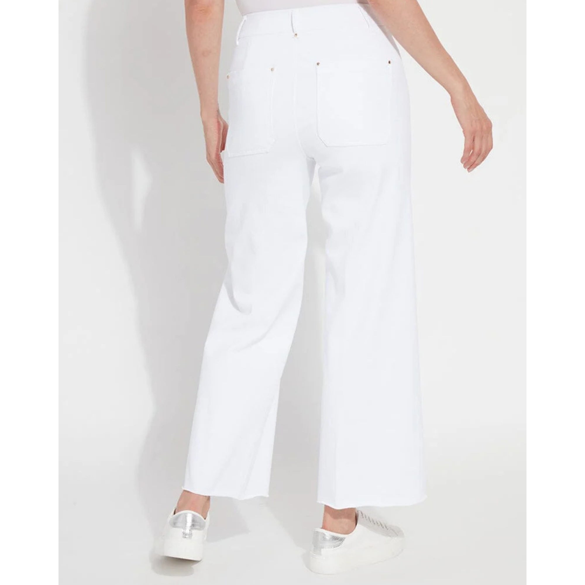 Lysse Erin Pull On Wide Leg Stretch Cropped Jean White