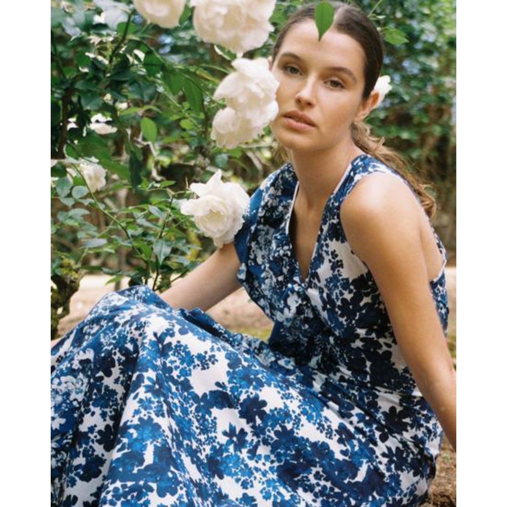 Dea Kudibal Thea Sleeveless Floral Cotton Dress With Asymmetric Floret Mix