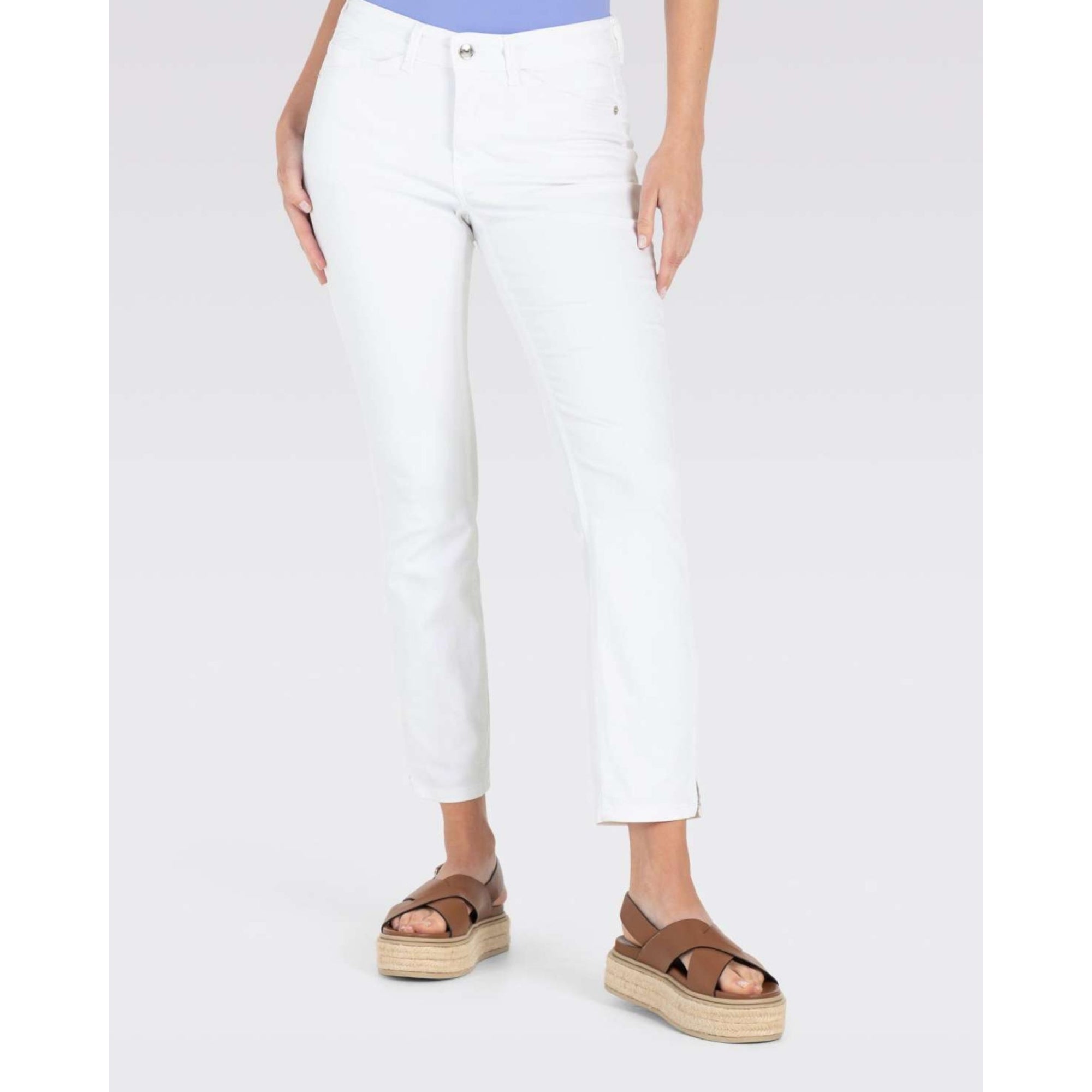 Mac Super Soft Denim Slim Jean With Ankle Split White Denim D010 26L