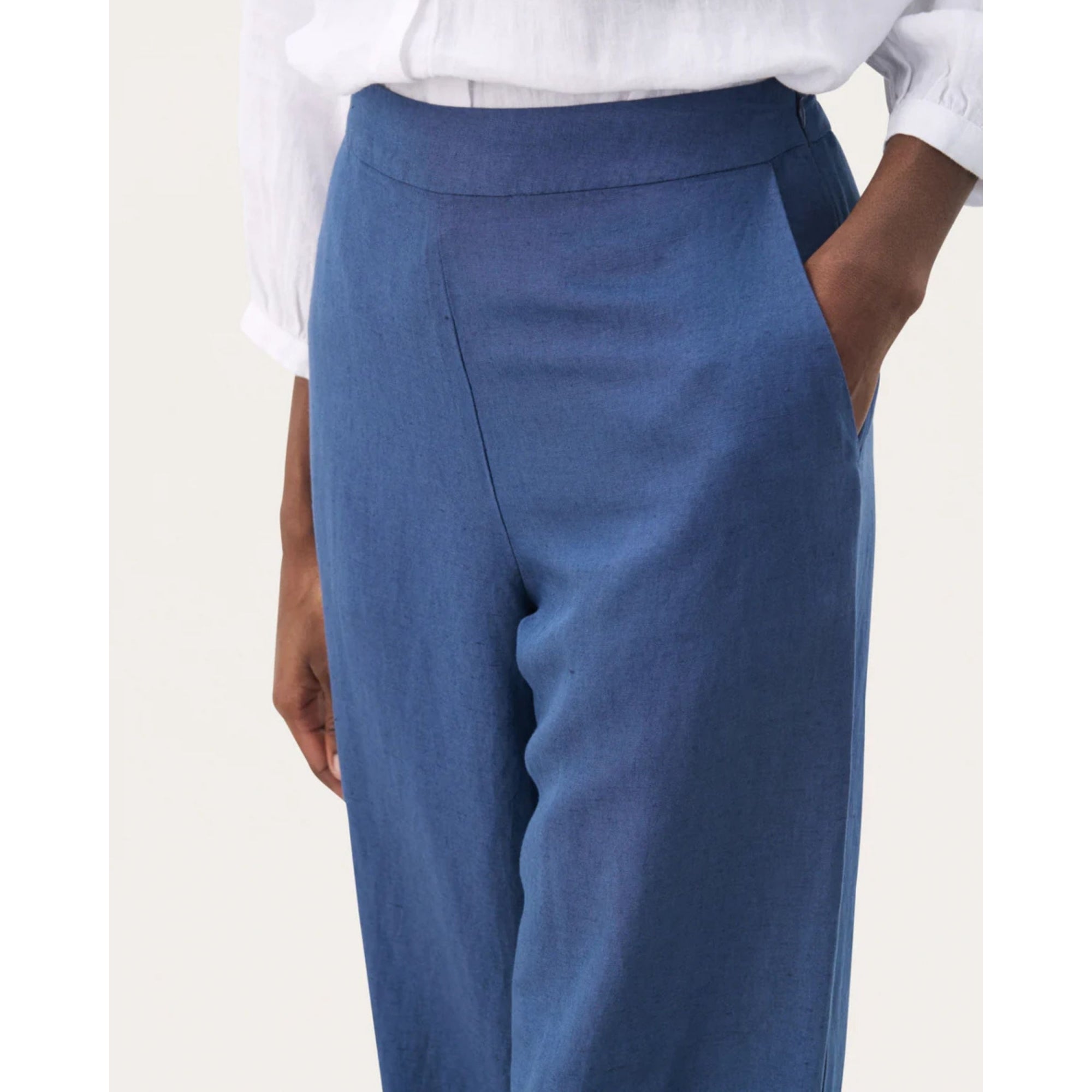 Part Two Caidani Wide Leg Linen Blend Trouser With Side Zip Oceana