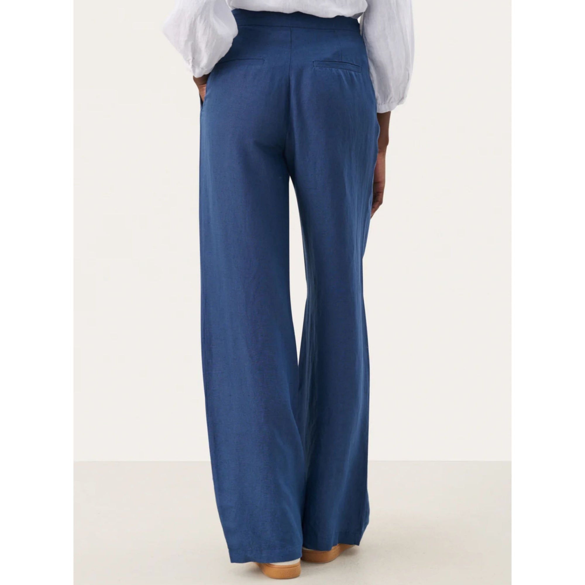 Part Two Caidani Wide Leg Linen Blend Trouser With Side Zip Oceana
