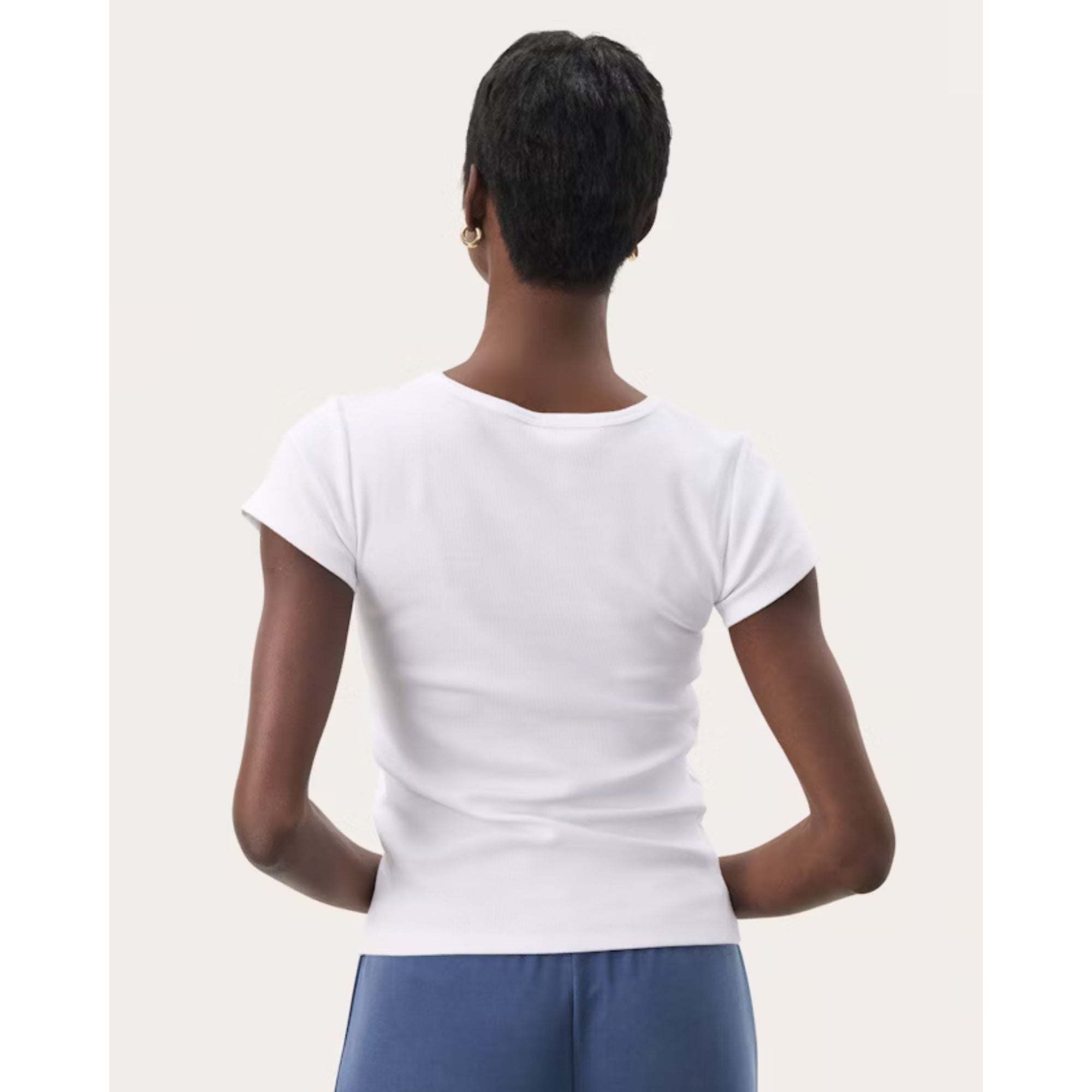 Part Two Rochelle Round Neck Short Sleeve Stripe T Shirt Bright White