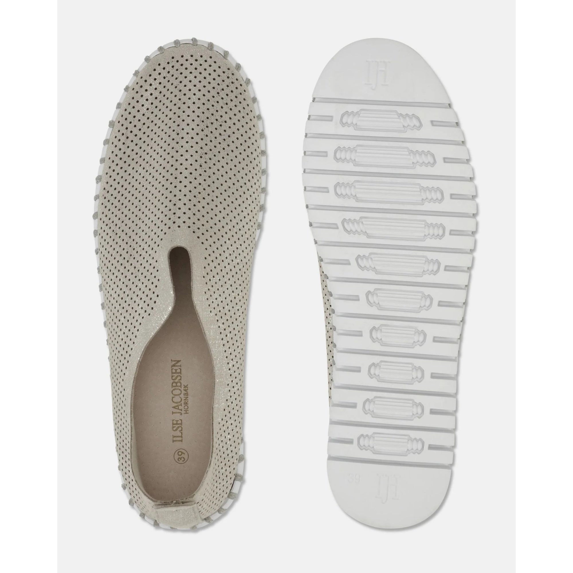 Ilse Jacobsen Tulip3577 Metallic Platform Pull On Pumps Silver White 710100