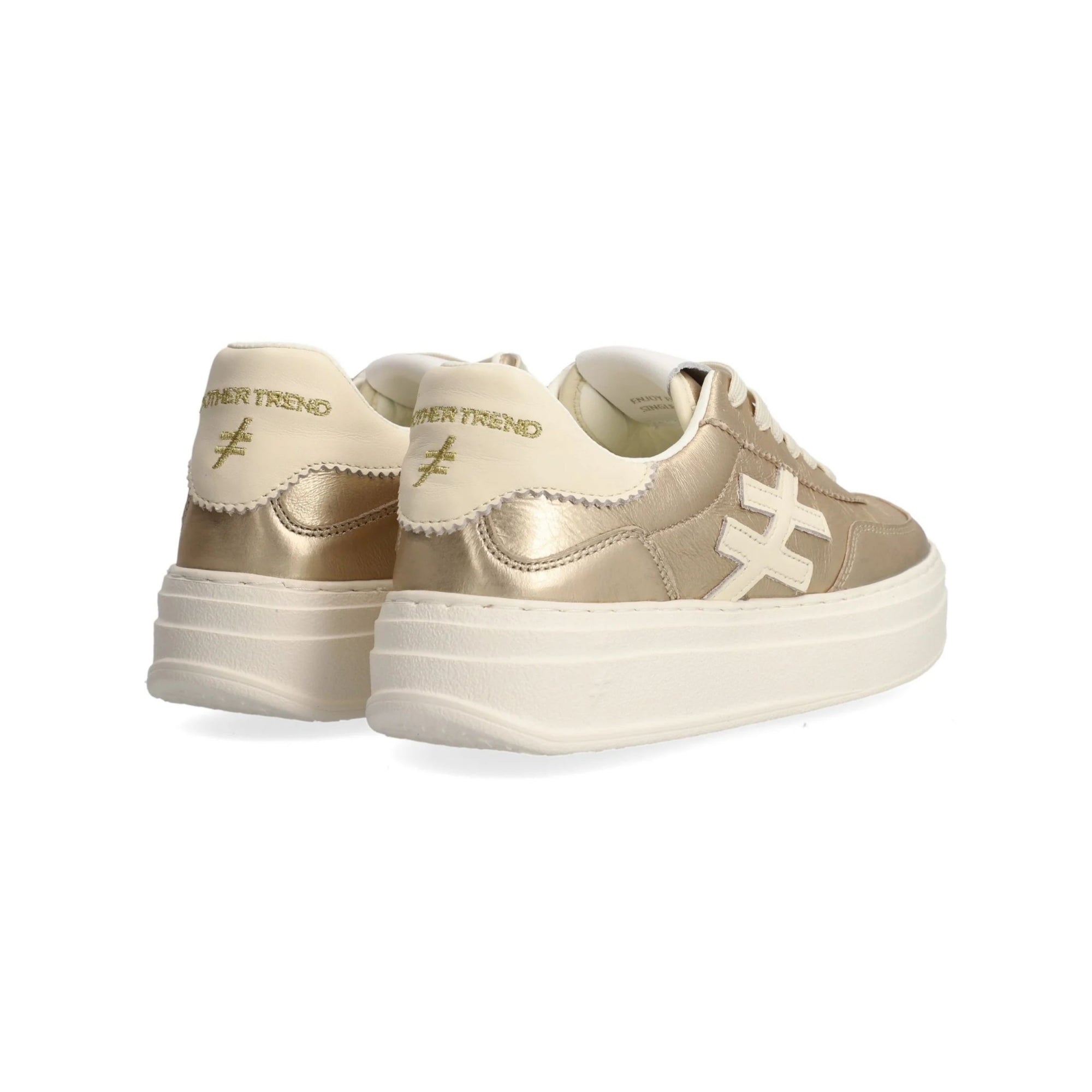 Another Trend Flatform Metallic Lace Up Trainer Gold/cream