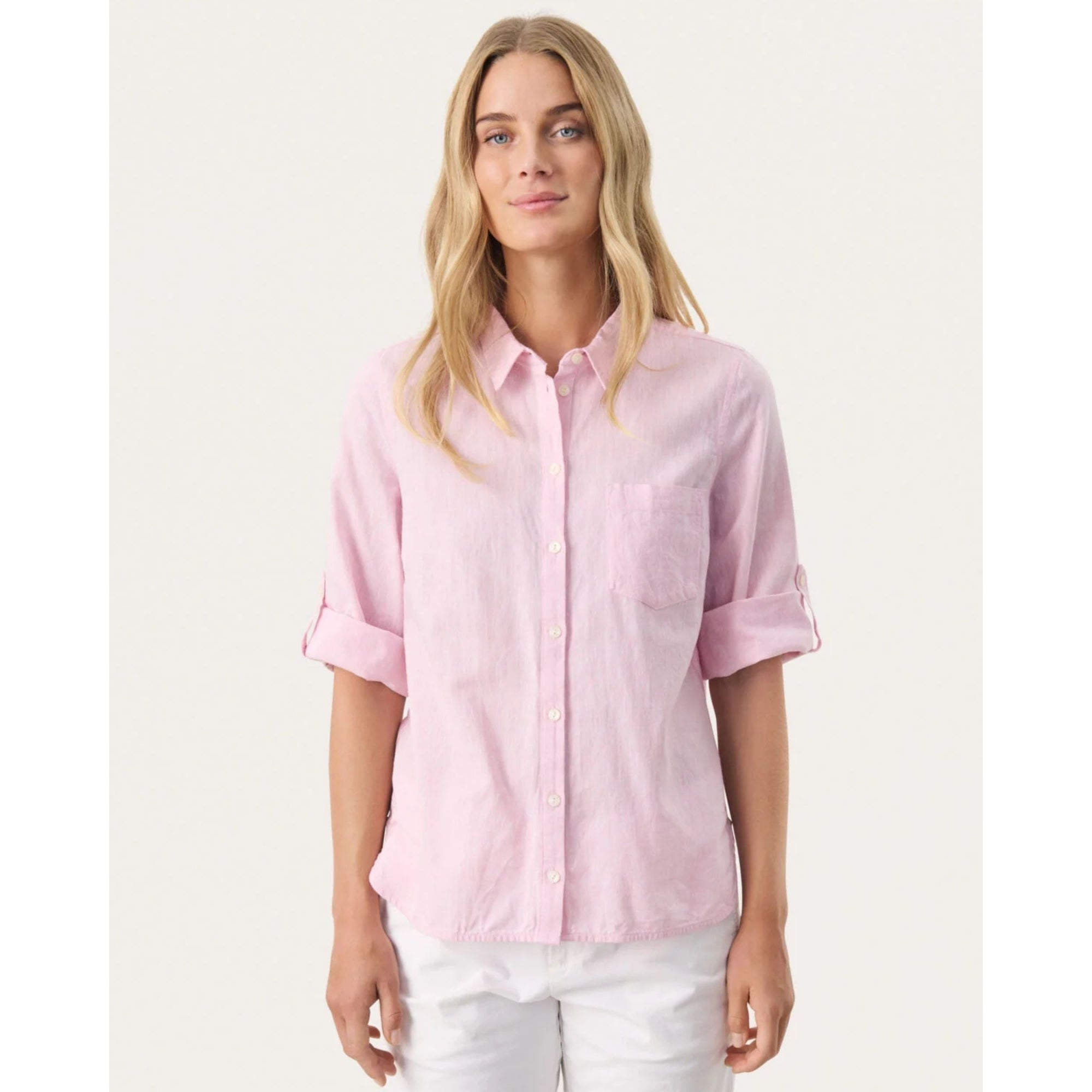 Part Two Cindie Linen Blend Shirt With Pocket Light Pink