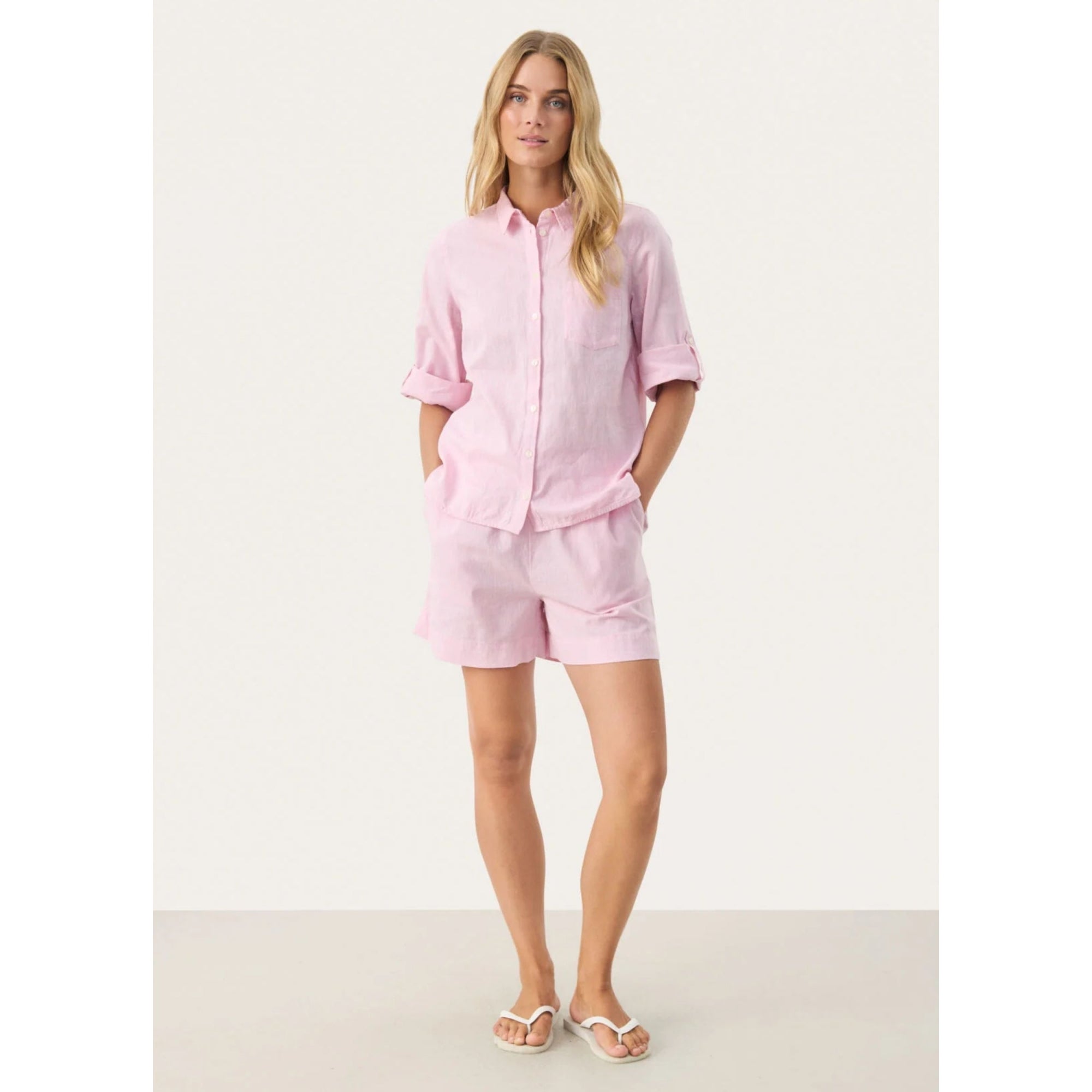 Part Two Cindie Linen Blend Shirt With Pocket Light Pink
