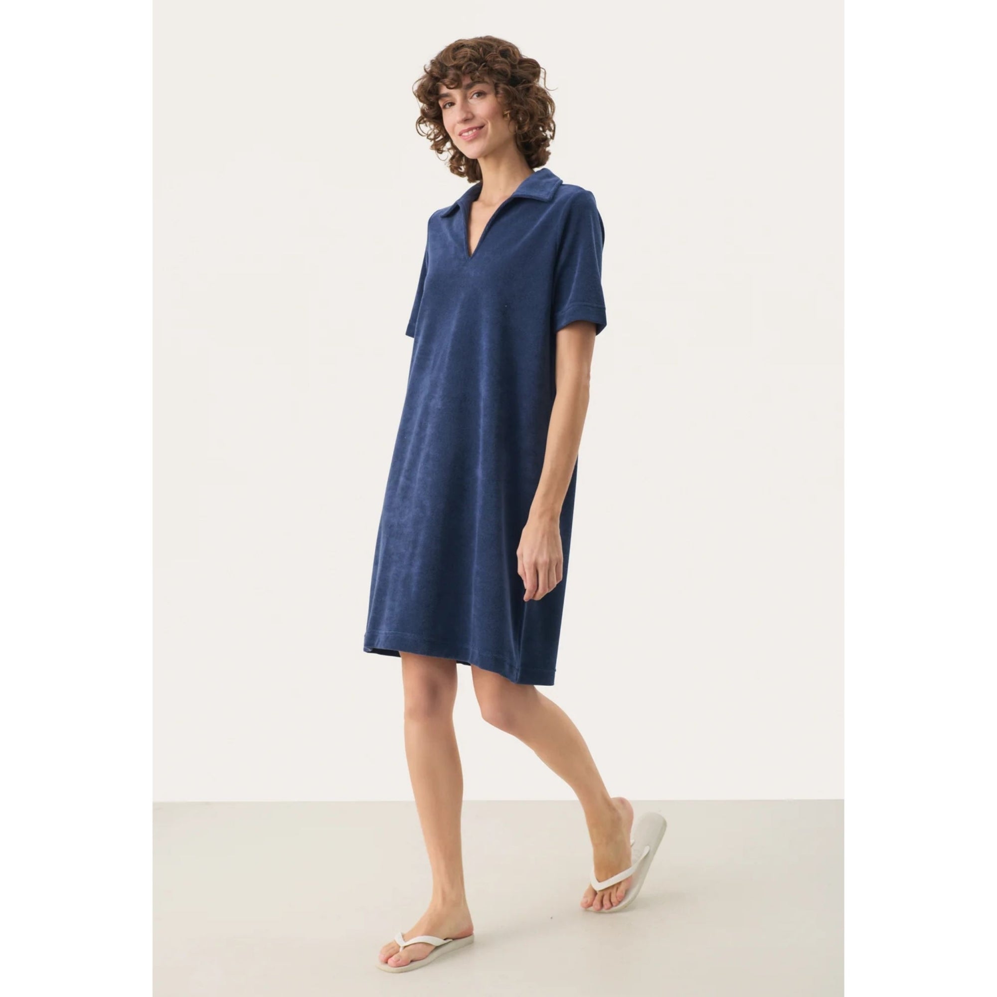 Part Two Rositta Towelling Short Sleeve Dress With Collar Oceana