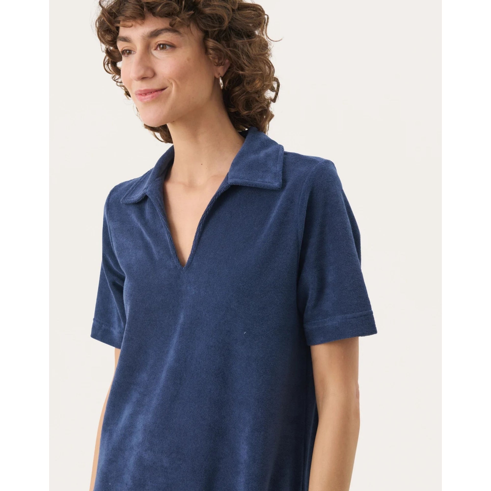 Part Two Rositta Towelling Short Sleeve Dress With Collar Oceana