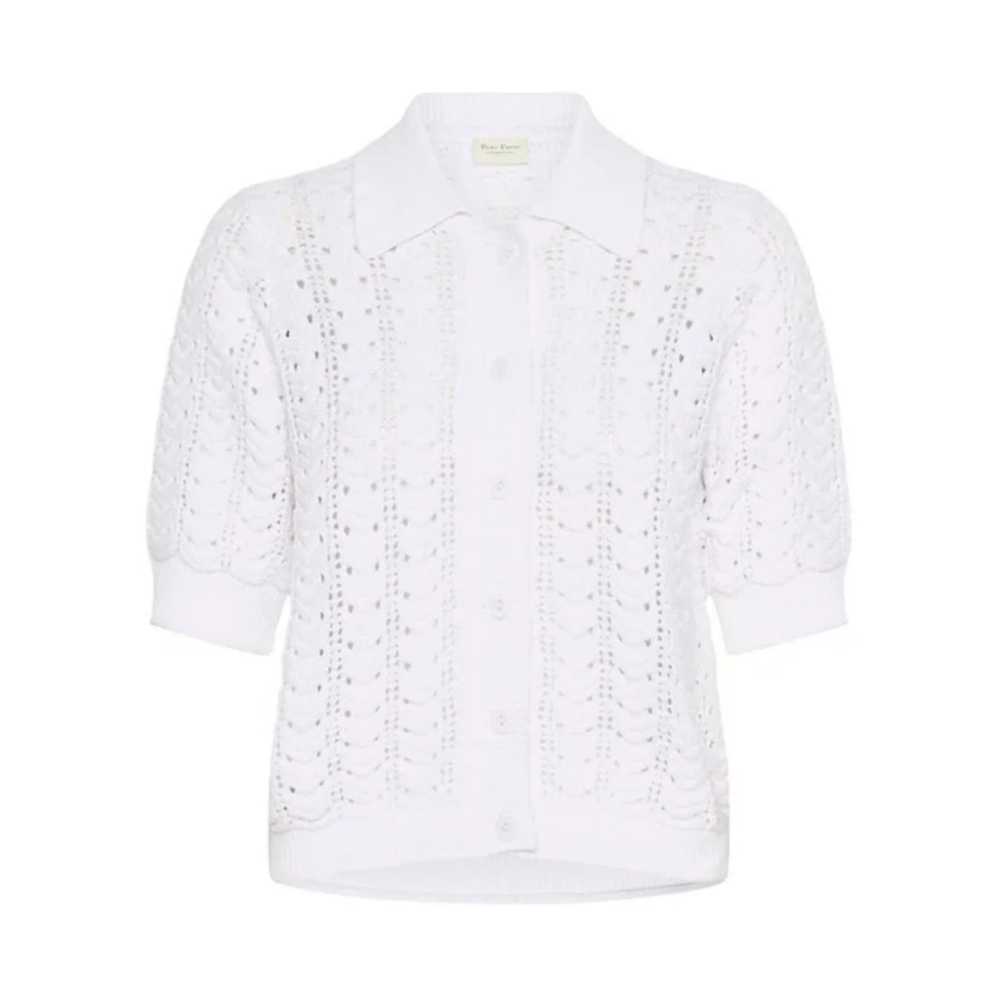 Part Two Rhoda Crochet Chevron Cardigan With Collar White