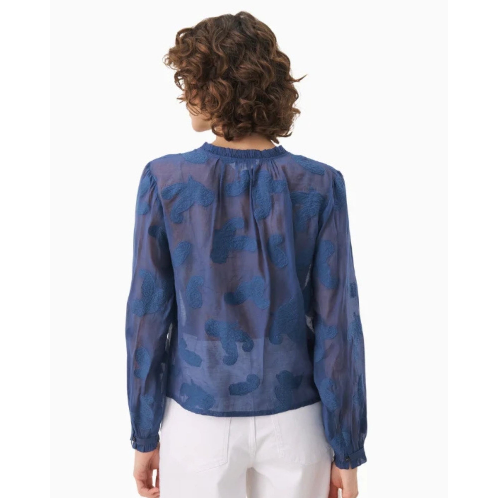Part Two Rachelle Delicate Paisley Embroidered Tie Front Blouse Oceana