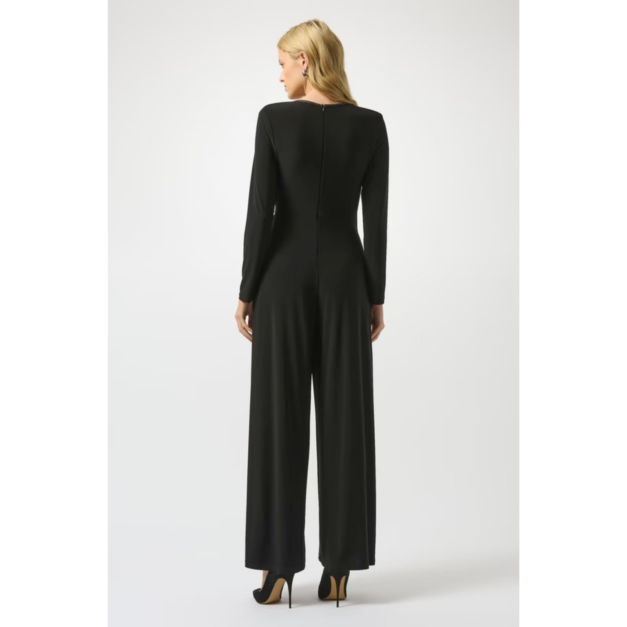 Joseph Ribkoff Stretch Jersey Jumpsuit With Pleather Trim Black 11