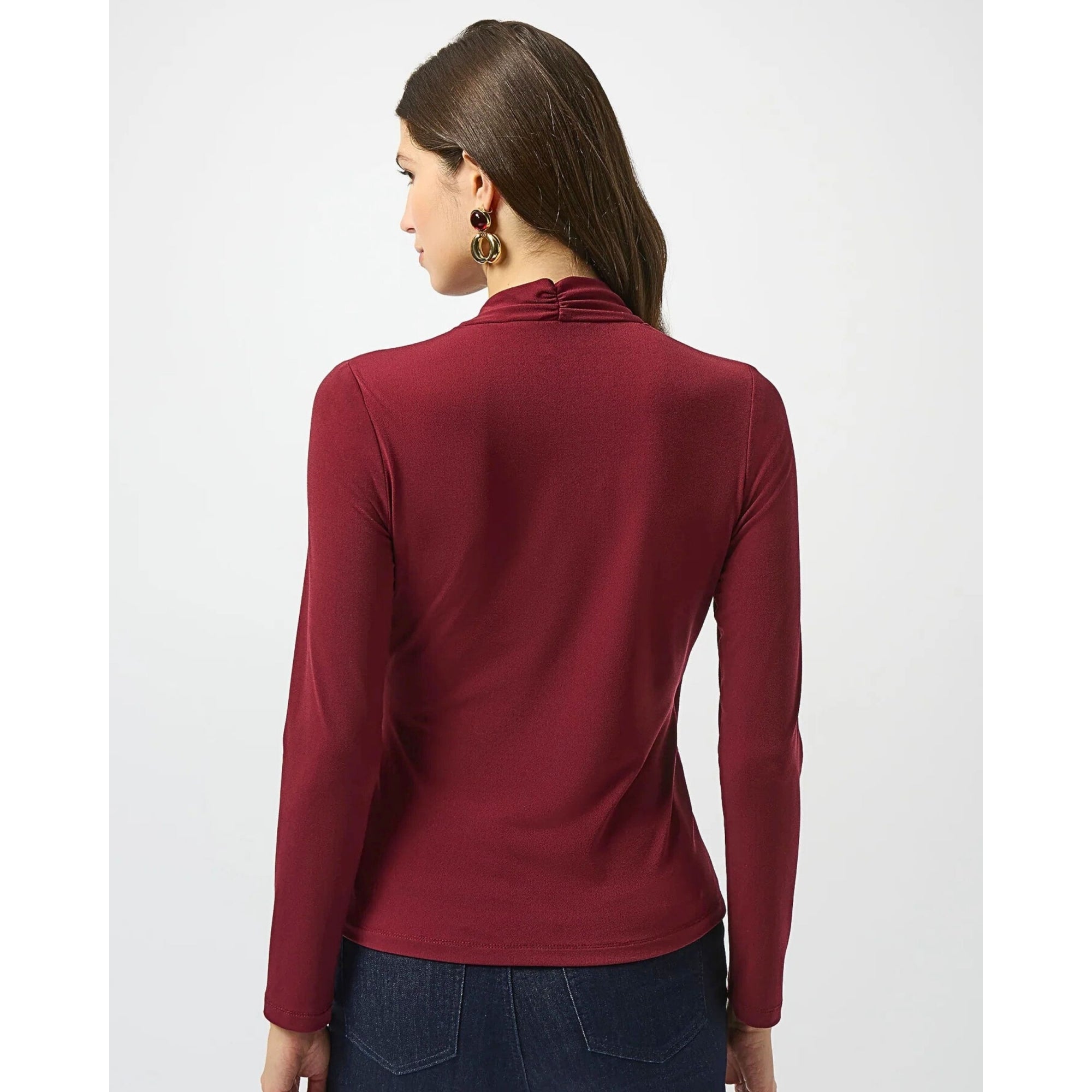 Joseph Ribkoff Cross Over Fitted Jersey Top Merlot 4433