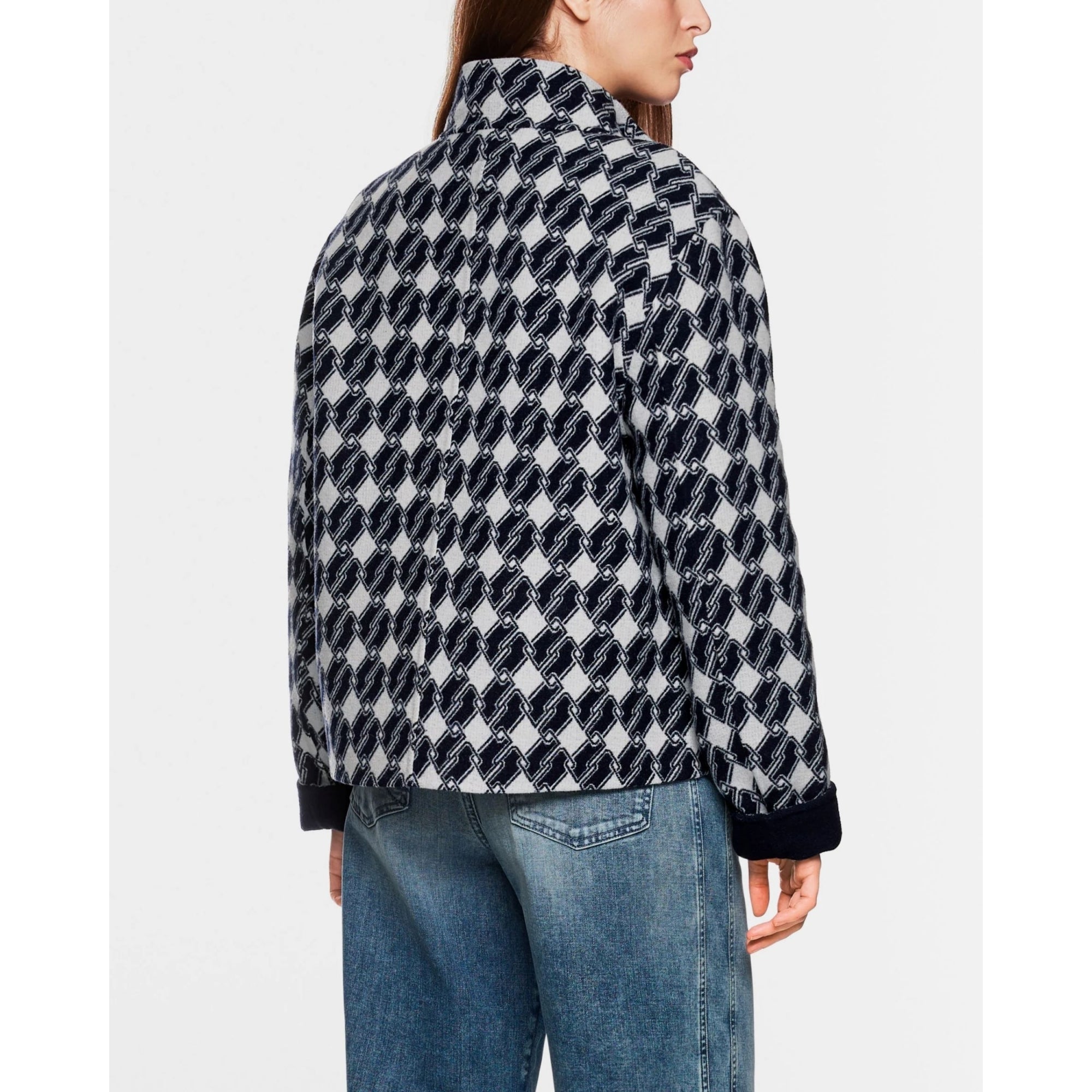 Marc Cain Reversible Chain Print Boxy Jacket Navy/white