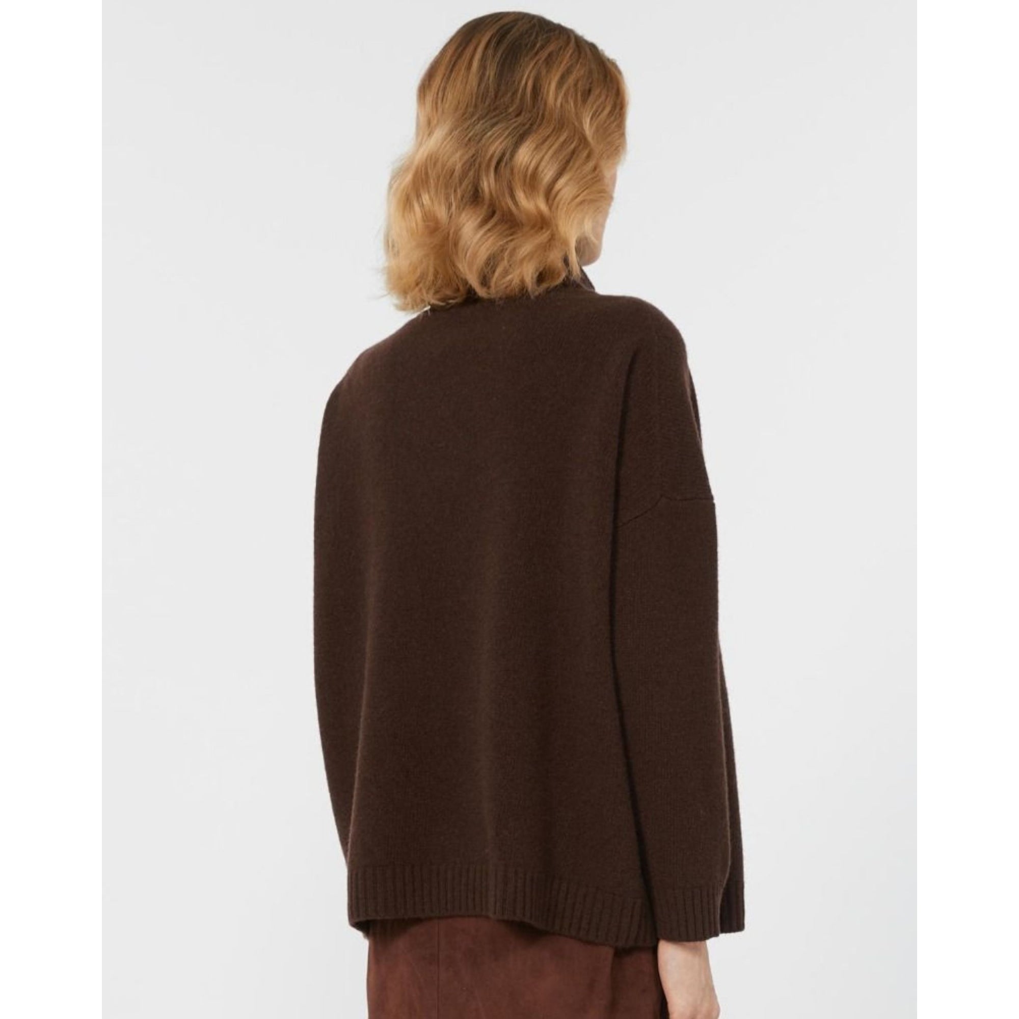Weekend By Maxmara Borgia Turtle Neck Loose Bodied Wool Jumper Chocolate 007