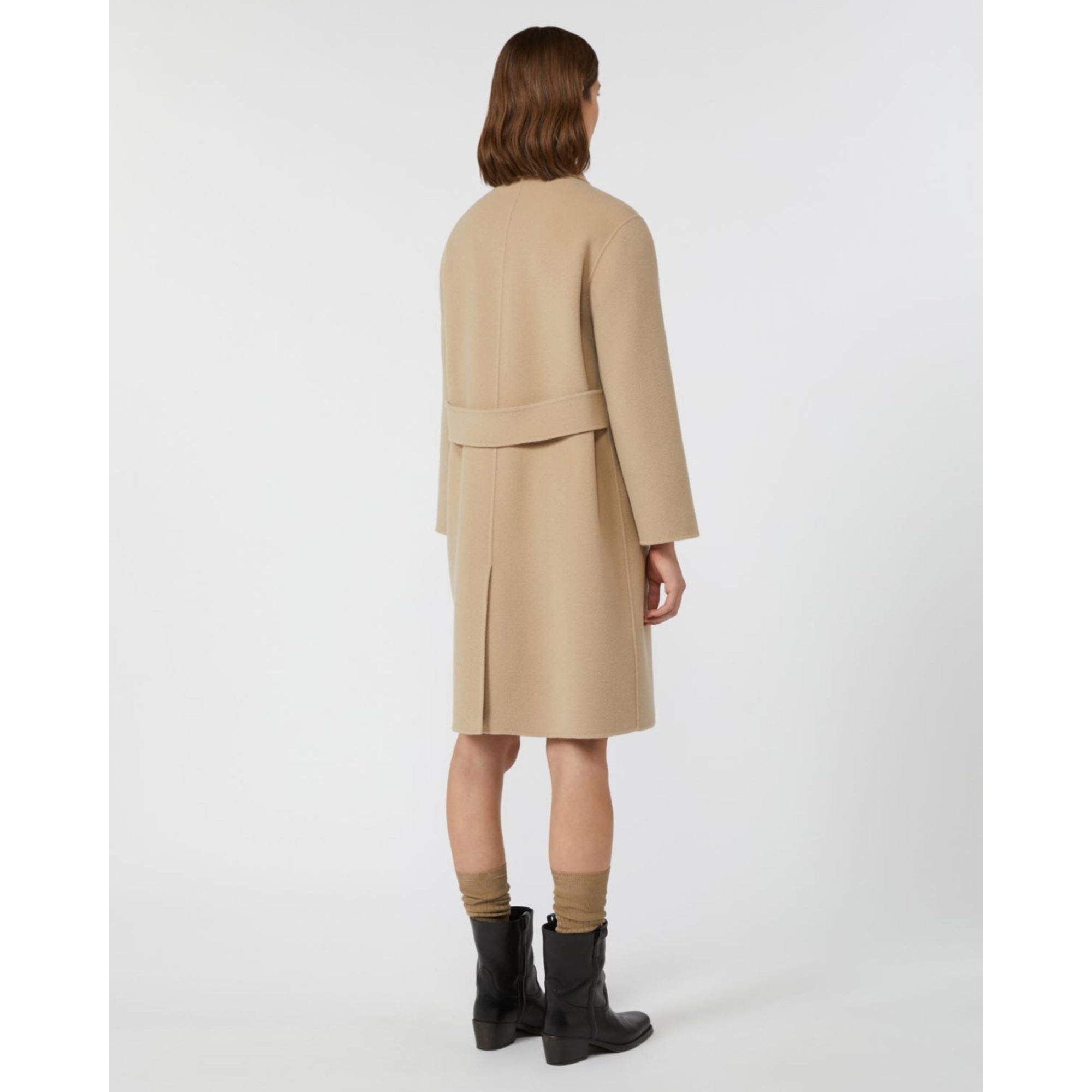 Weekend By Maxmara Zenone Single Breasted Smart Wool Coat Sand 086