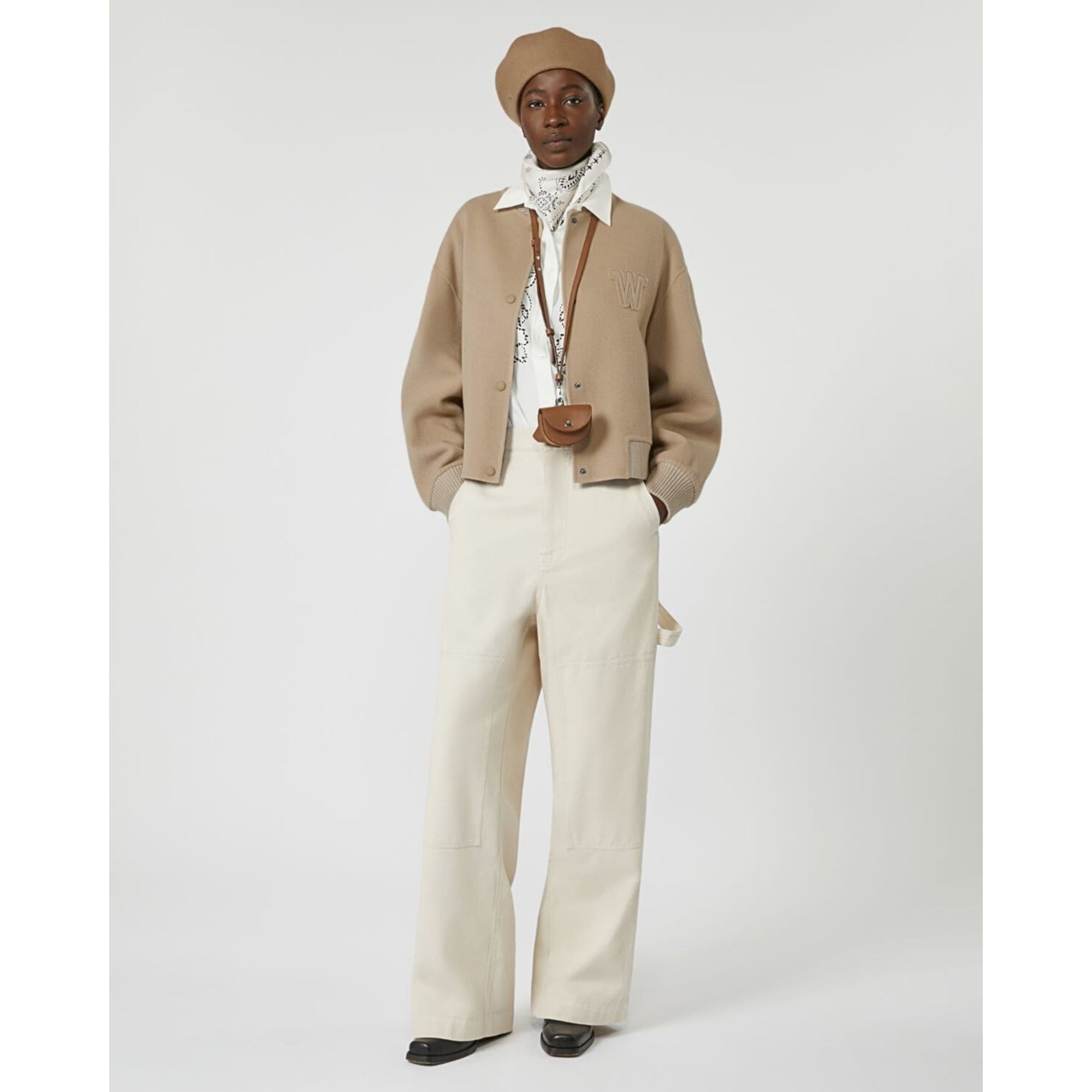 Weekend By Maxmara Zelante W Logo Doubleface Wool Bomber Jacket Camel