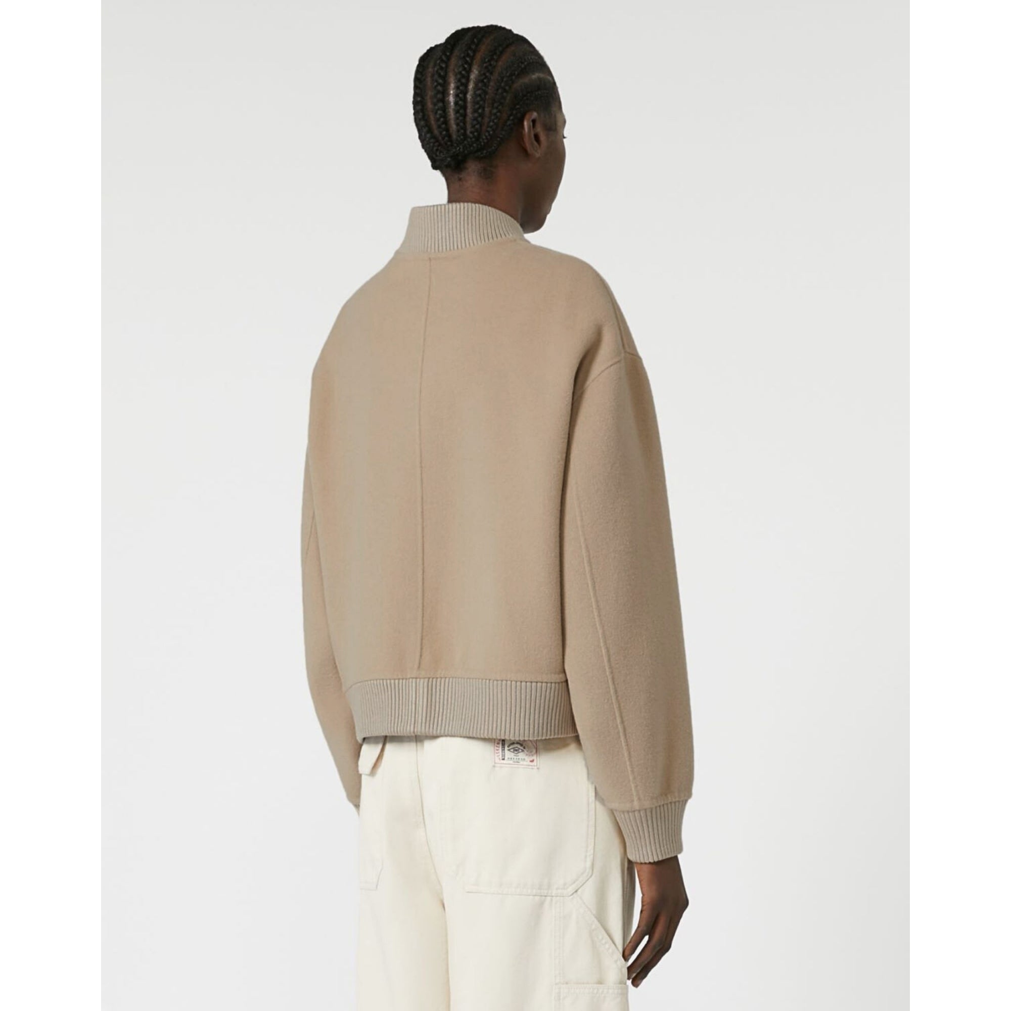 Weekend By Maxmara Zelante W Logo Doubleface Wool Bomber Jacket Camel