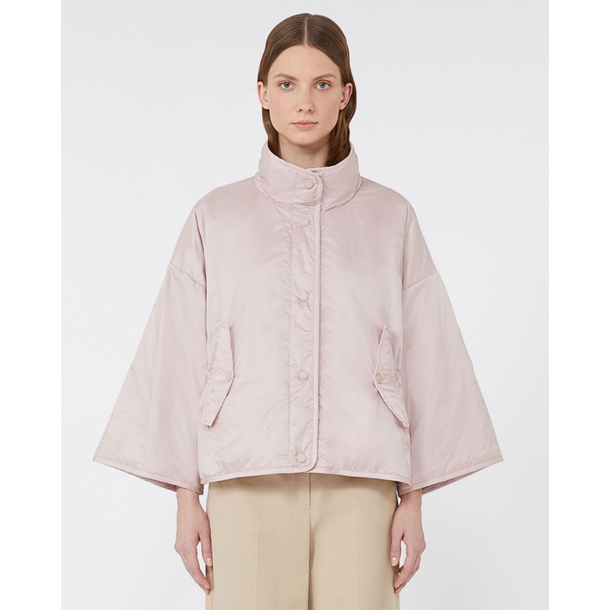 Weekend By Maxmara Ronco Reversible Quilted Cape Coat Powder Pink/Latte