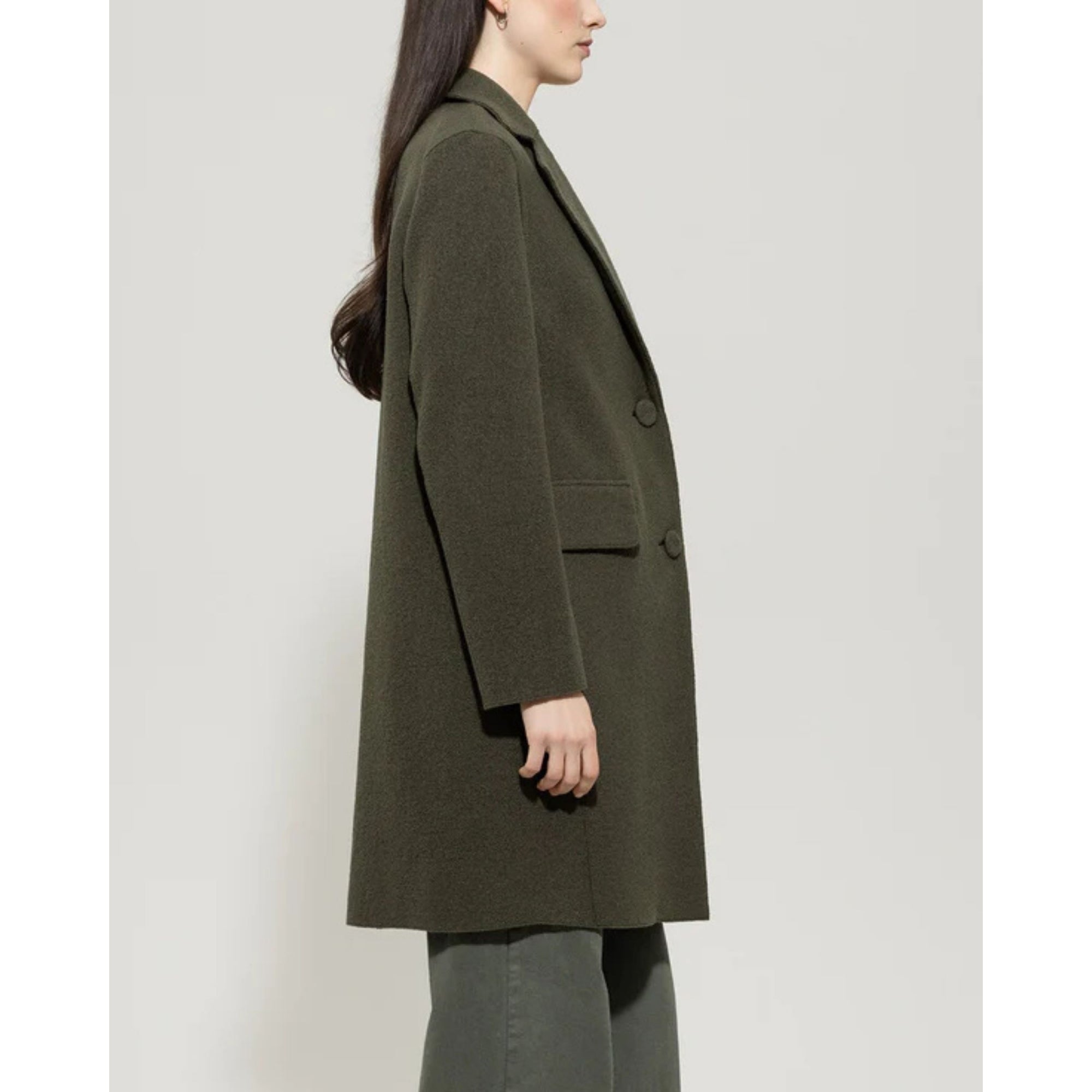 Luisa Cerano Boiled Wool Blazer Coat Green