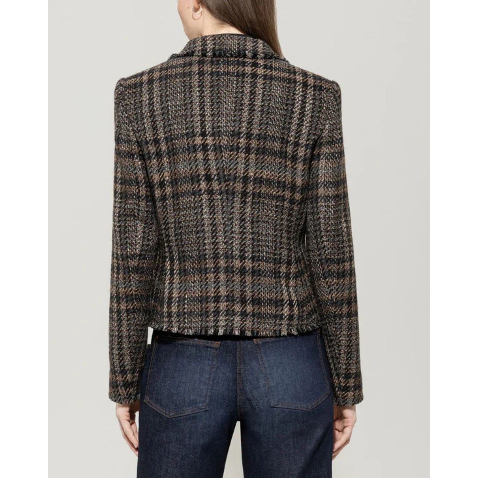 Luisa Cerano Tweed Check One Button Jacket Multi