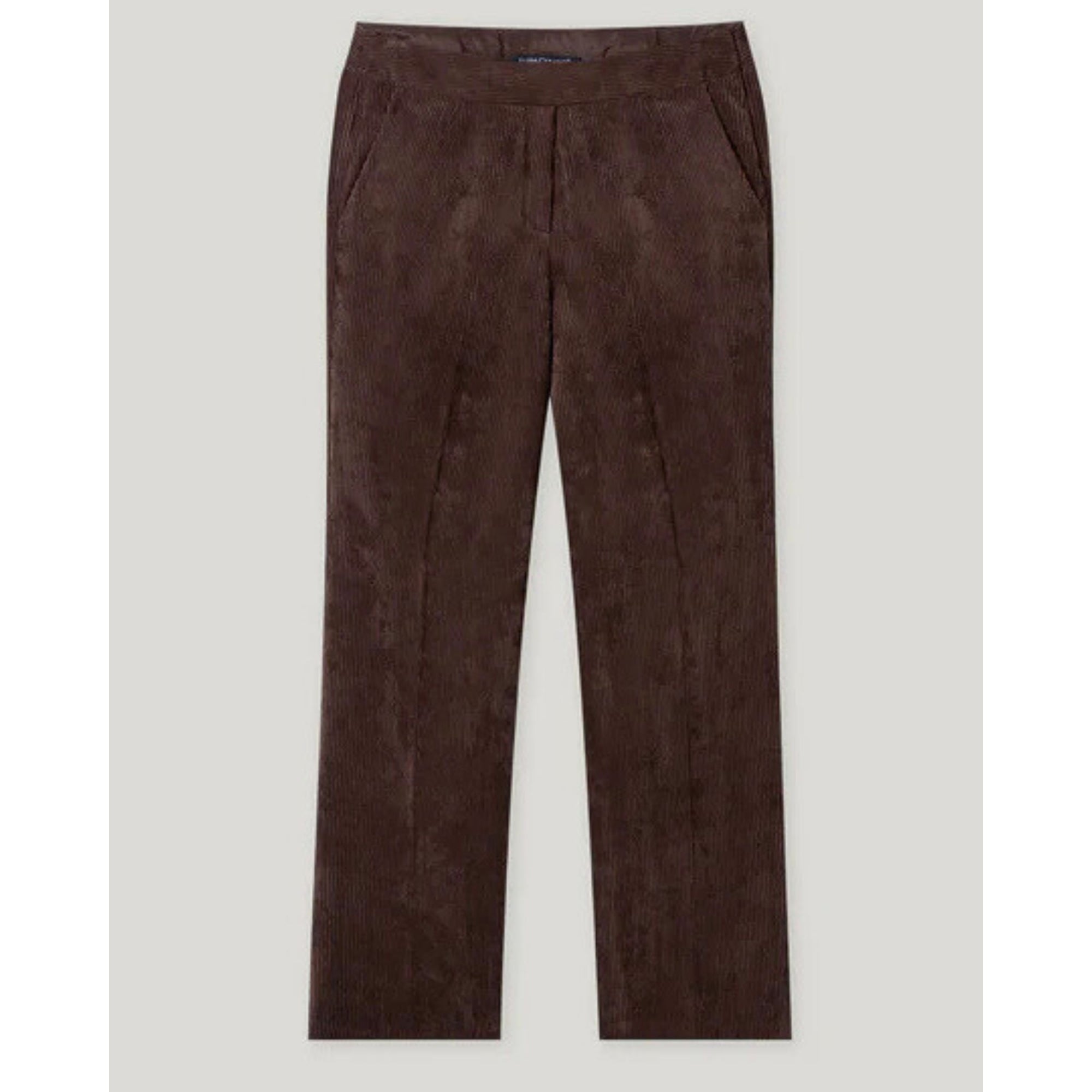 Luisa Cerano Cropped Cord Trousers With Double Waistband Chocolate
