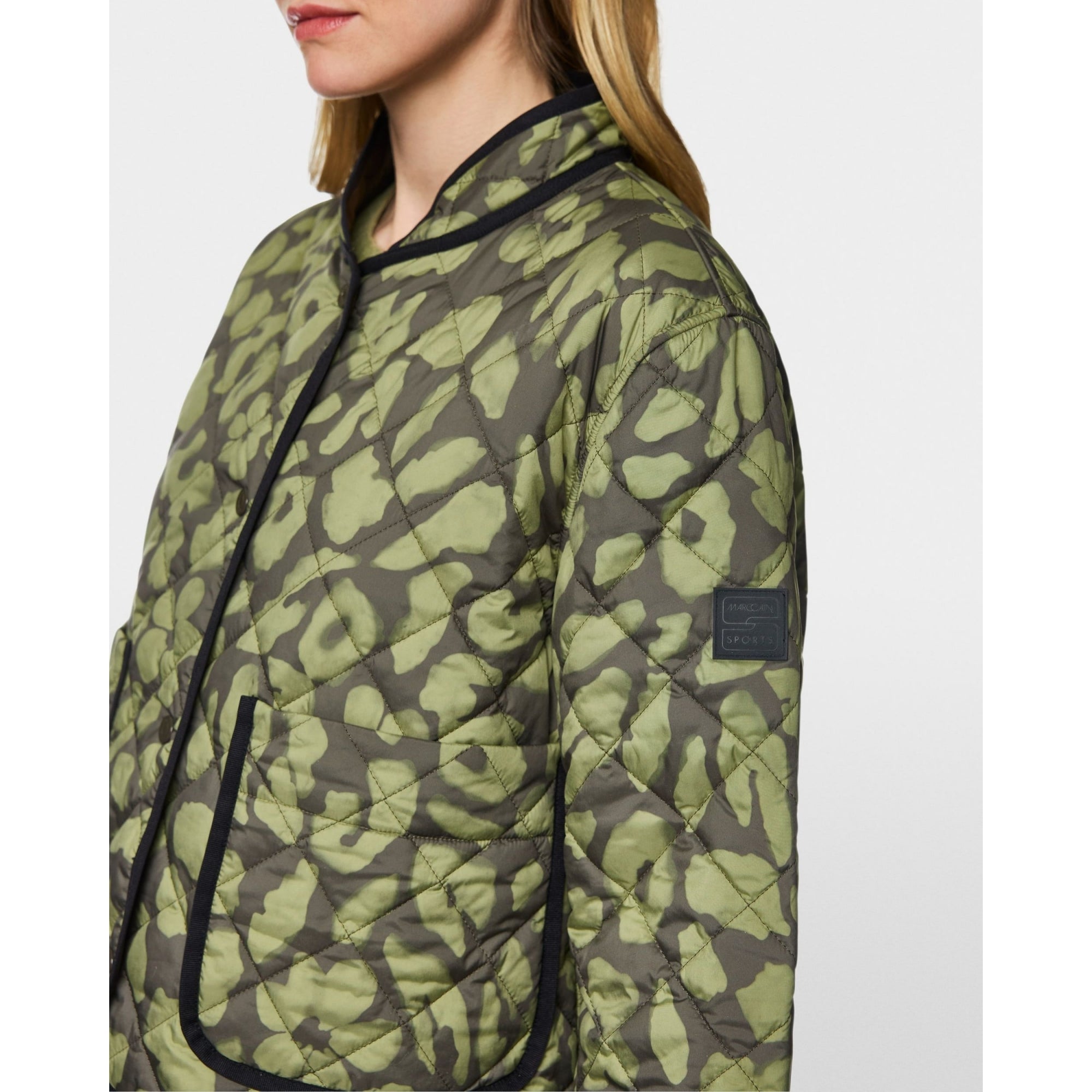 Marc Cain Leo Hike Rethink Together Leopard Print Reversible Jacket Olive