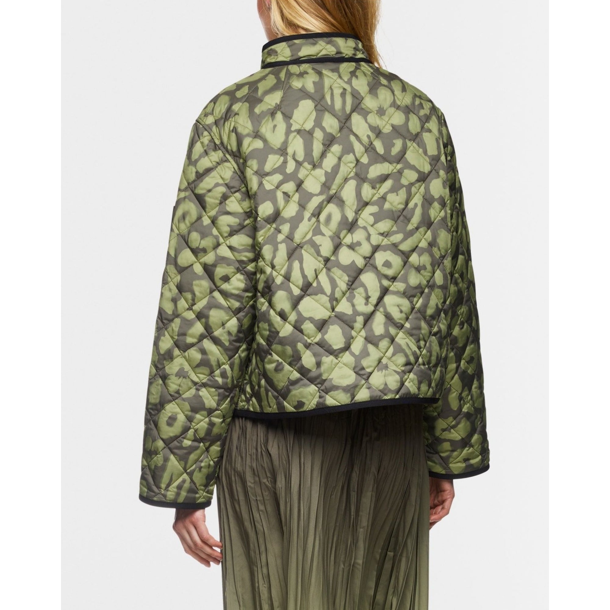 Marc Cain Leo Hike Rethink Together Leopard Print Reversible Jacket Olive